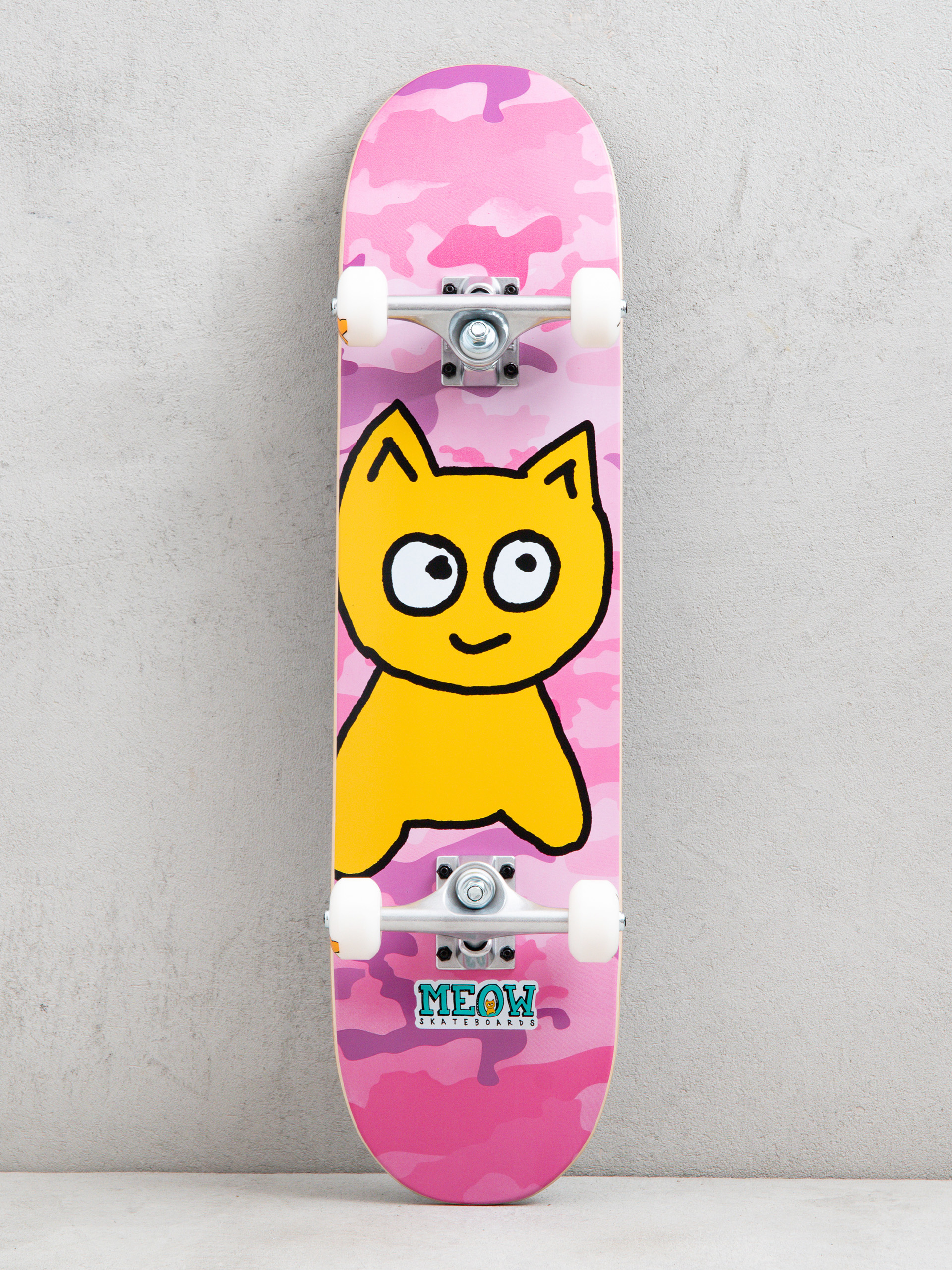 Meow Skateboards Big Cat Skateboard (camo pink)
