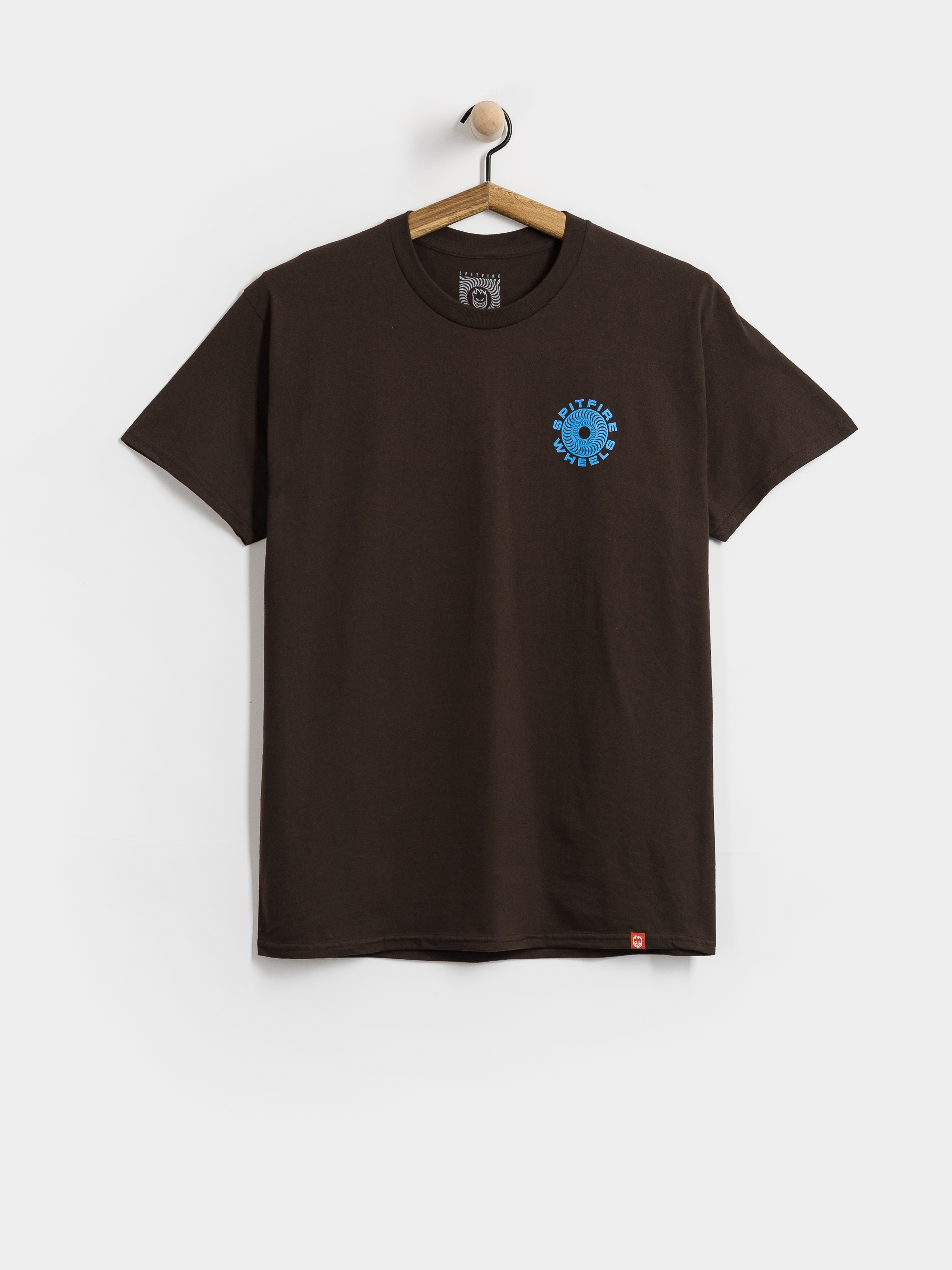 Spitfire T-Shirt Classic '87 Swirl Fill (dark chocolate with blue & white prints)