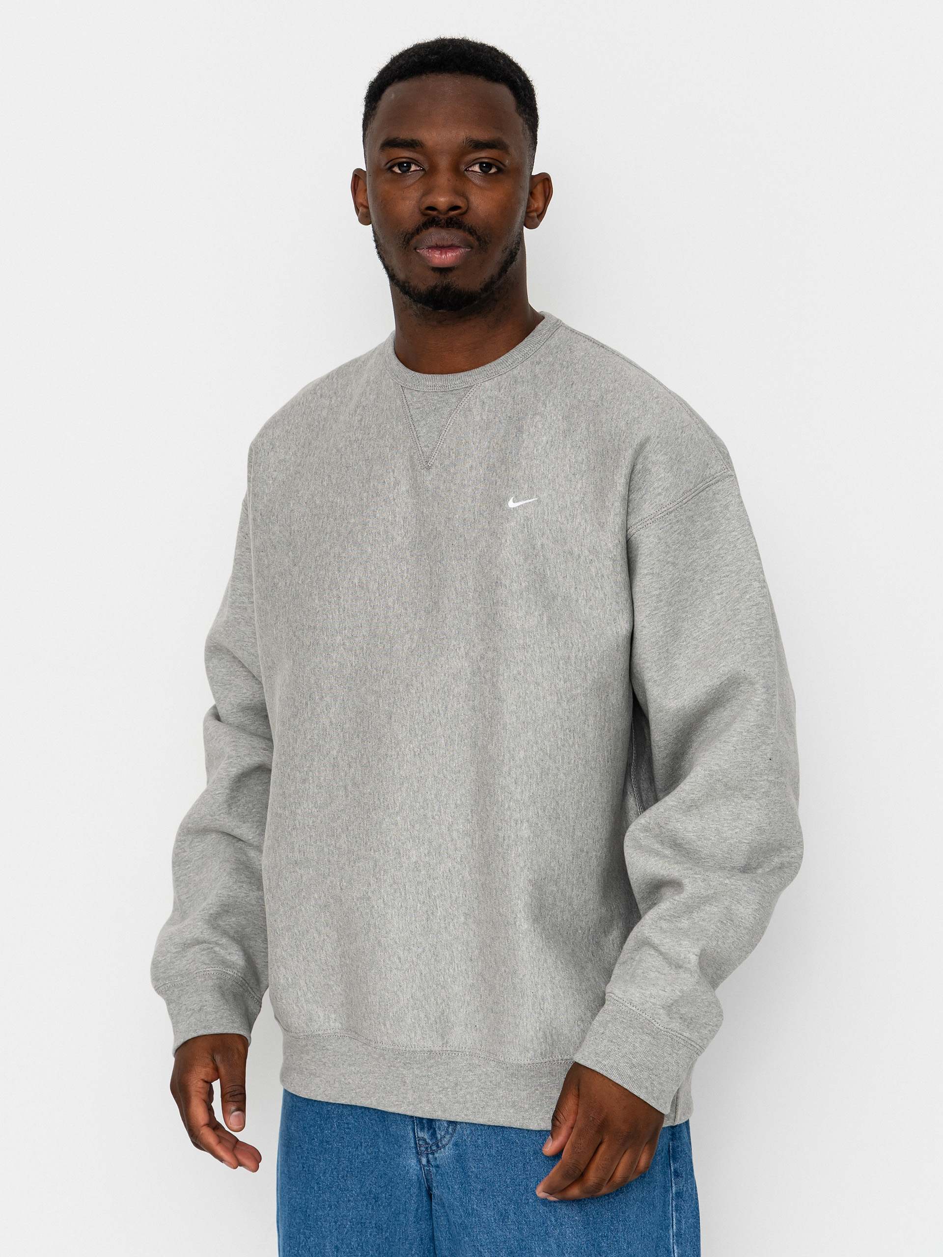Nike SB Solo Swoosh Sweatshirt (dk grey heather/white)