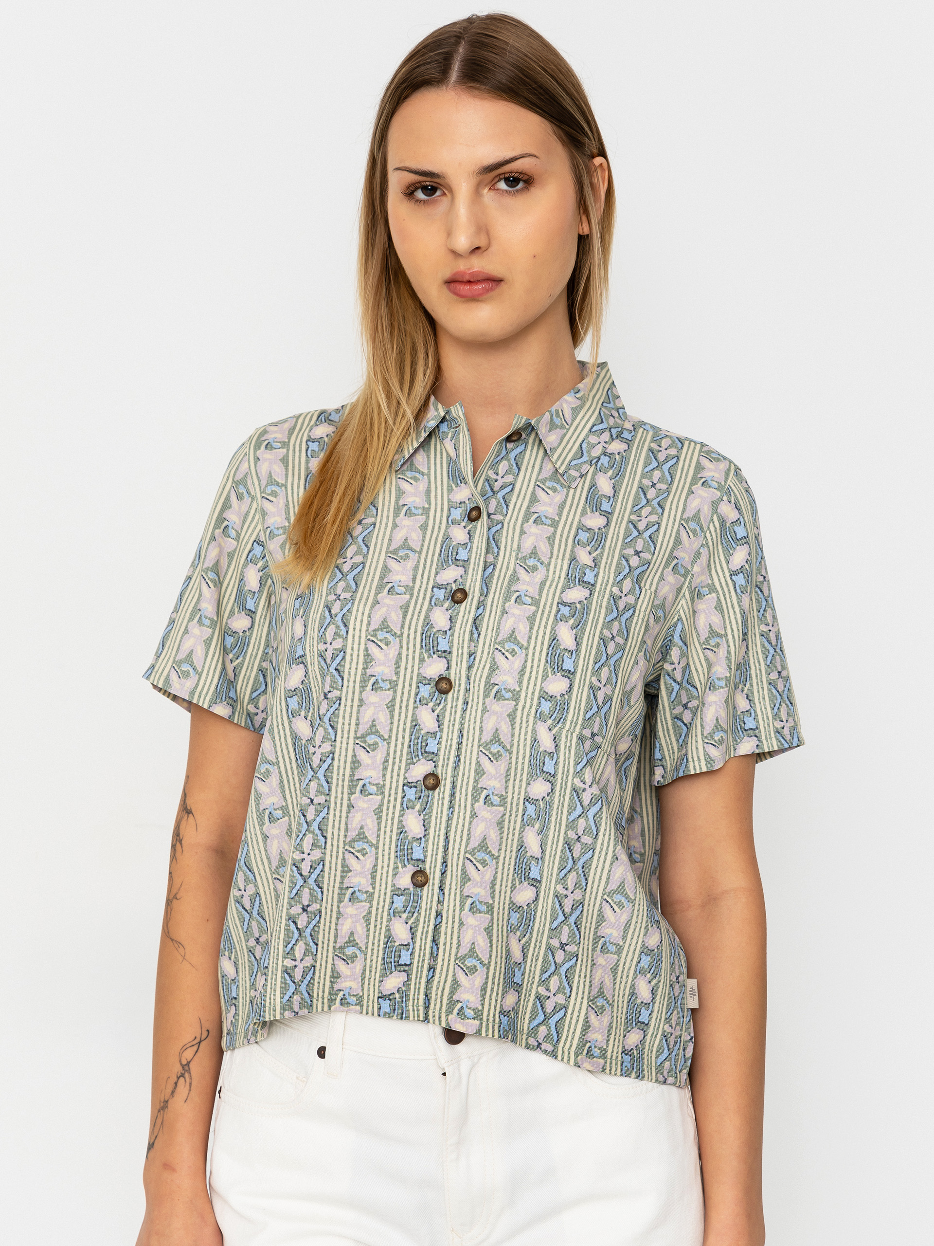 Royal Robbins Camino Pucker Wmn Hemd (sage leaf botanist pt)