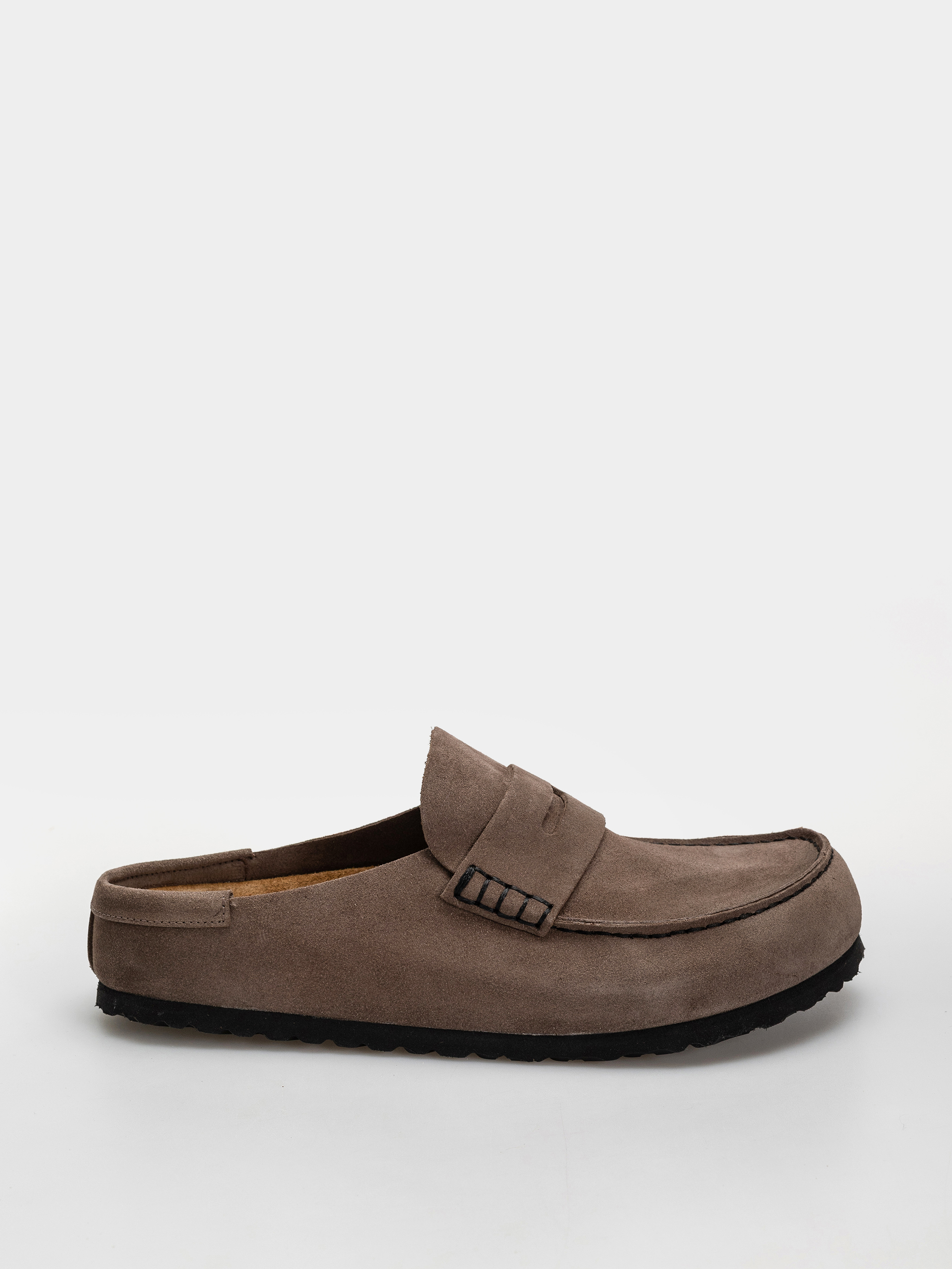 Birkenstock Naples Wrapped Suede Leather Regular Flip Flops (concrete gray)