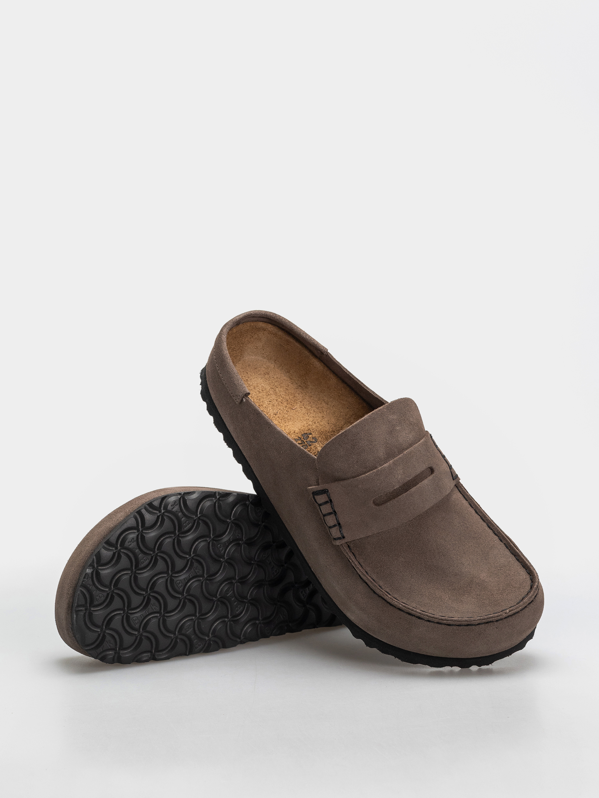 Birkenstock Naples Wrapped Suede Leather Regular Flip-flops (concrete gray)