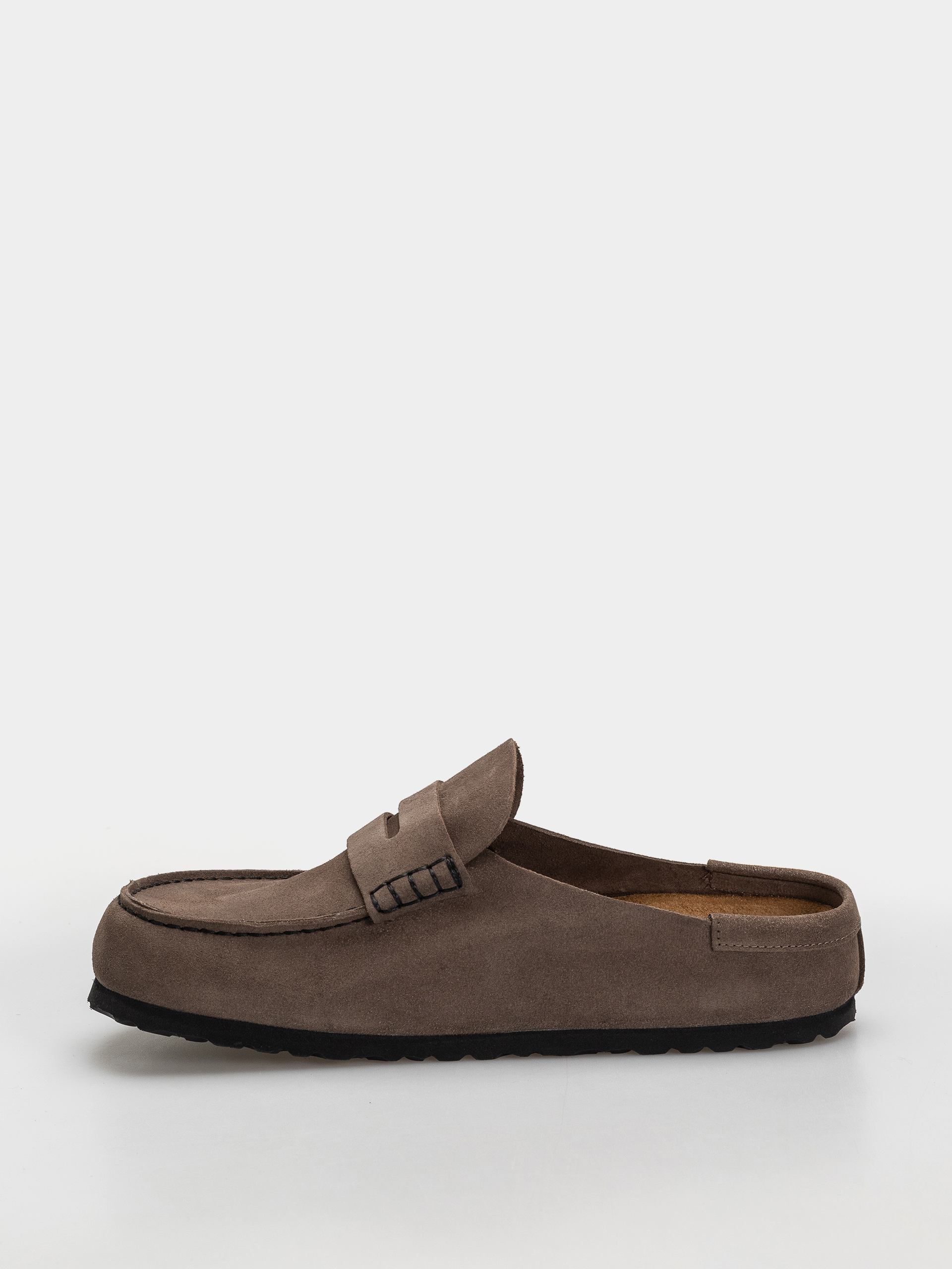 Birkenstock Naples Wrapped Suede Leather Regular Flip Flops (concrete gray)