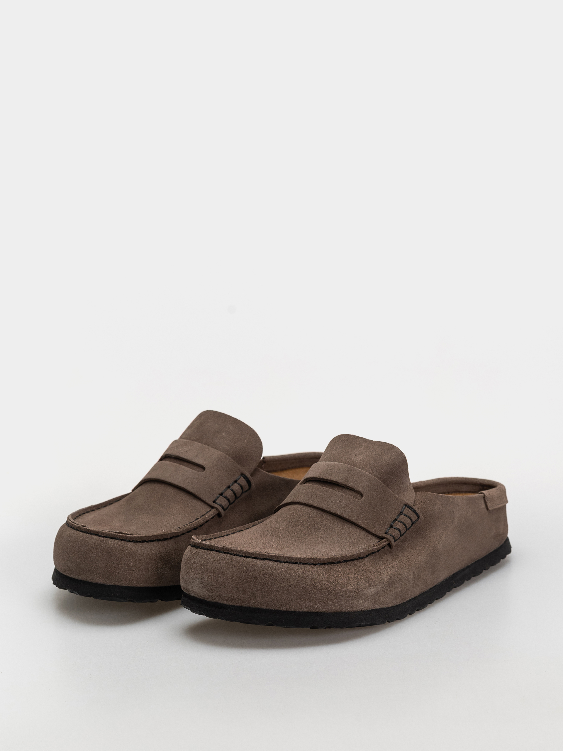 Birkenstock Naples Wrapped Suede Leather Regular Flip-flops (concrete gray)