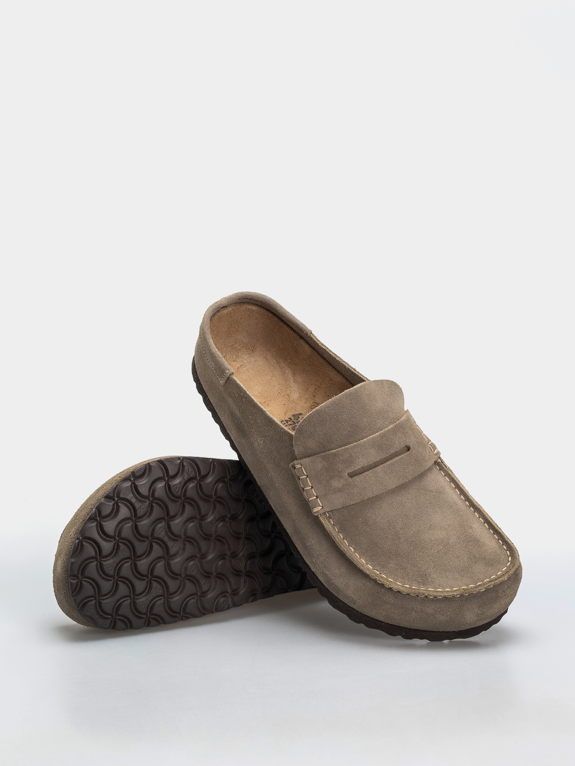 Birkenstock Naples Wrapped Suede Leather Regular Flip-flops (taupe)
