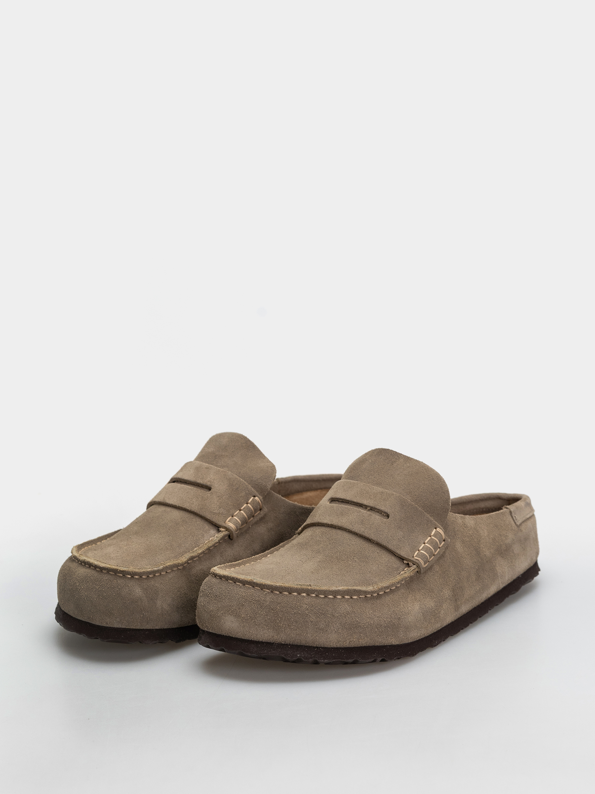 Birkenstock Naples Wrapped Suede Leather Regular Flip-flops (taupe)
