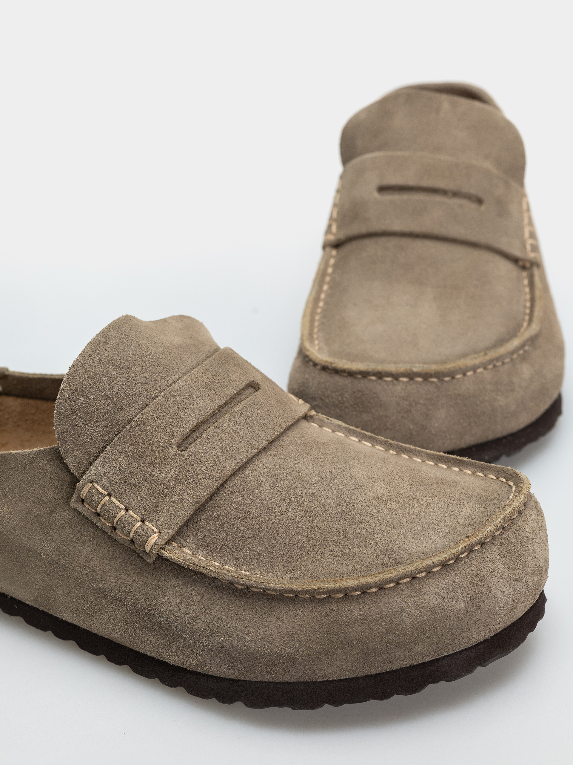 Birkenstock Naples Wrapped Suede Leather Regular Flip Flops (taupe)