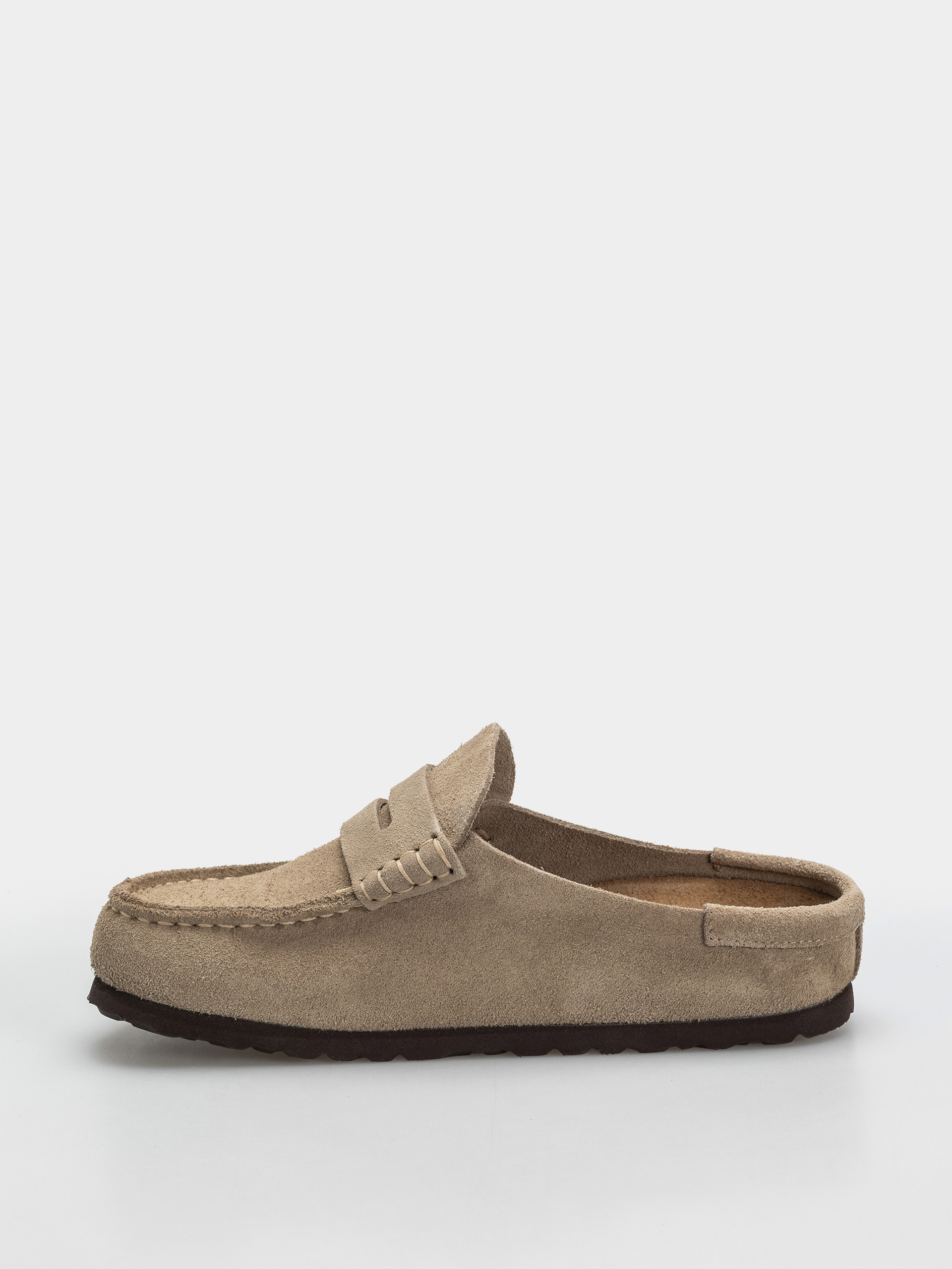 Birkenstock Naples Wrapped Suede Leather Narrow Flip Flops (taupe)