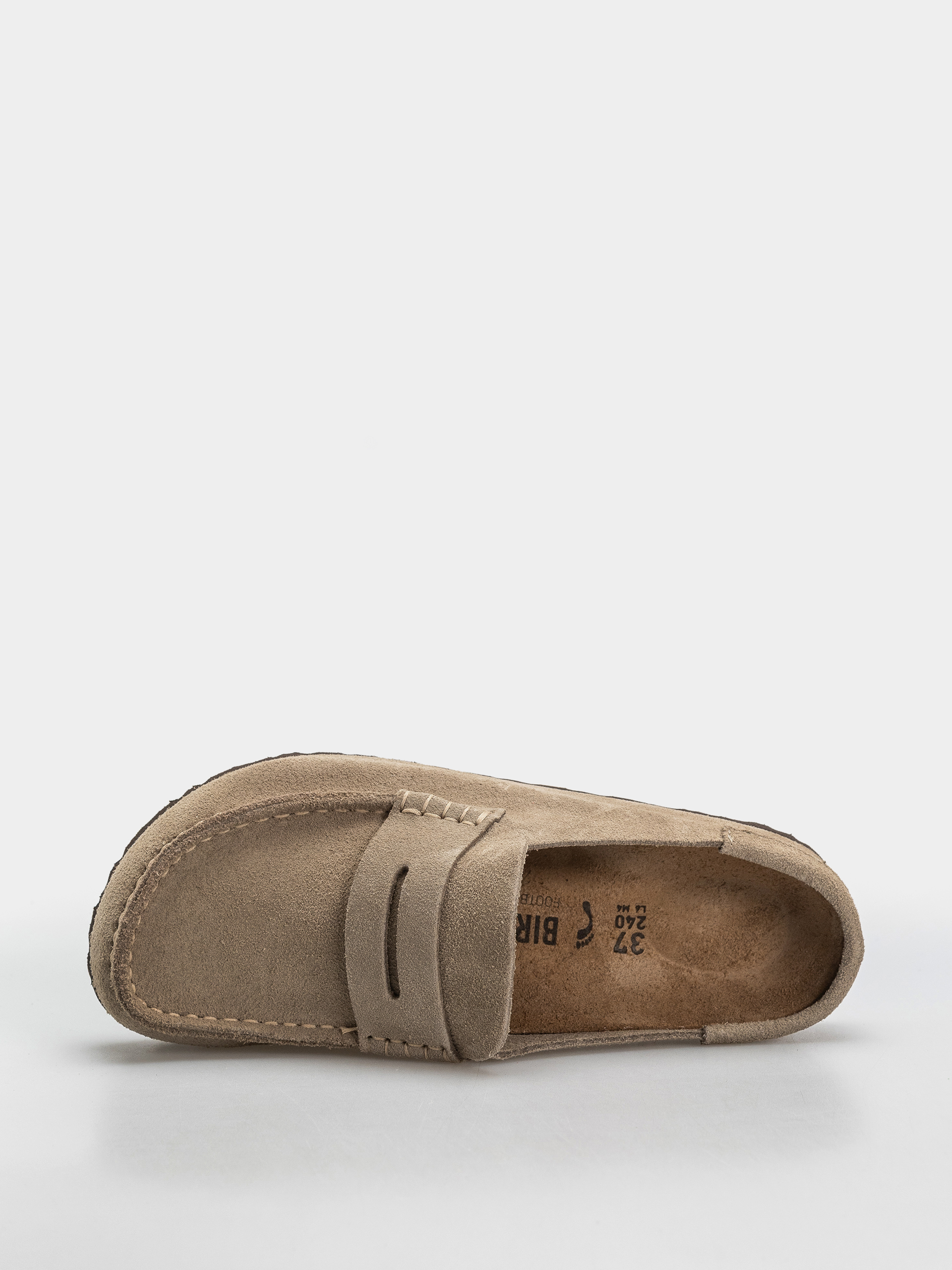 Birkenstock Naples Wrapped Suede Leather Narrow Flip Flops (taupe)