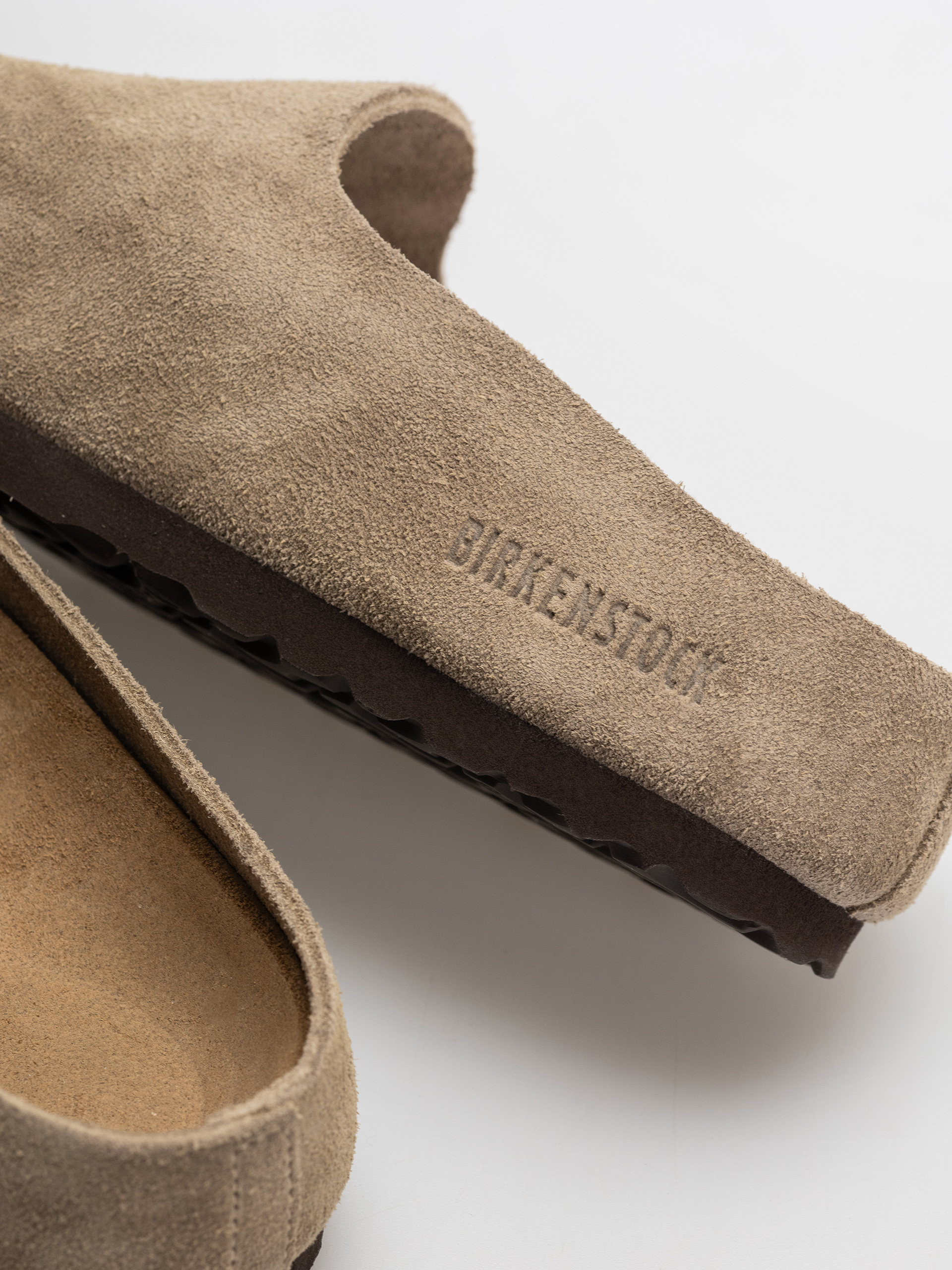 Birkenstock Amsterdam Wrapped Suede Leather Narrow Flip-flops (taupe)