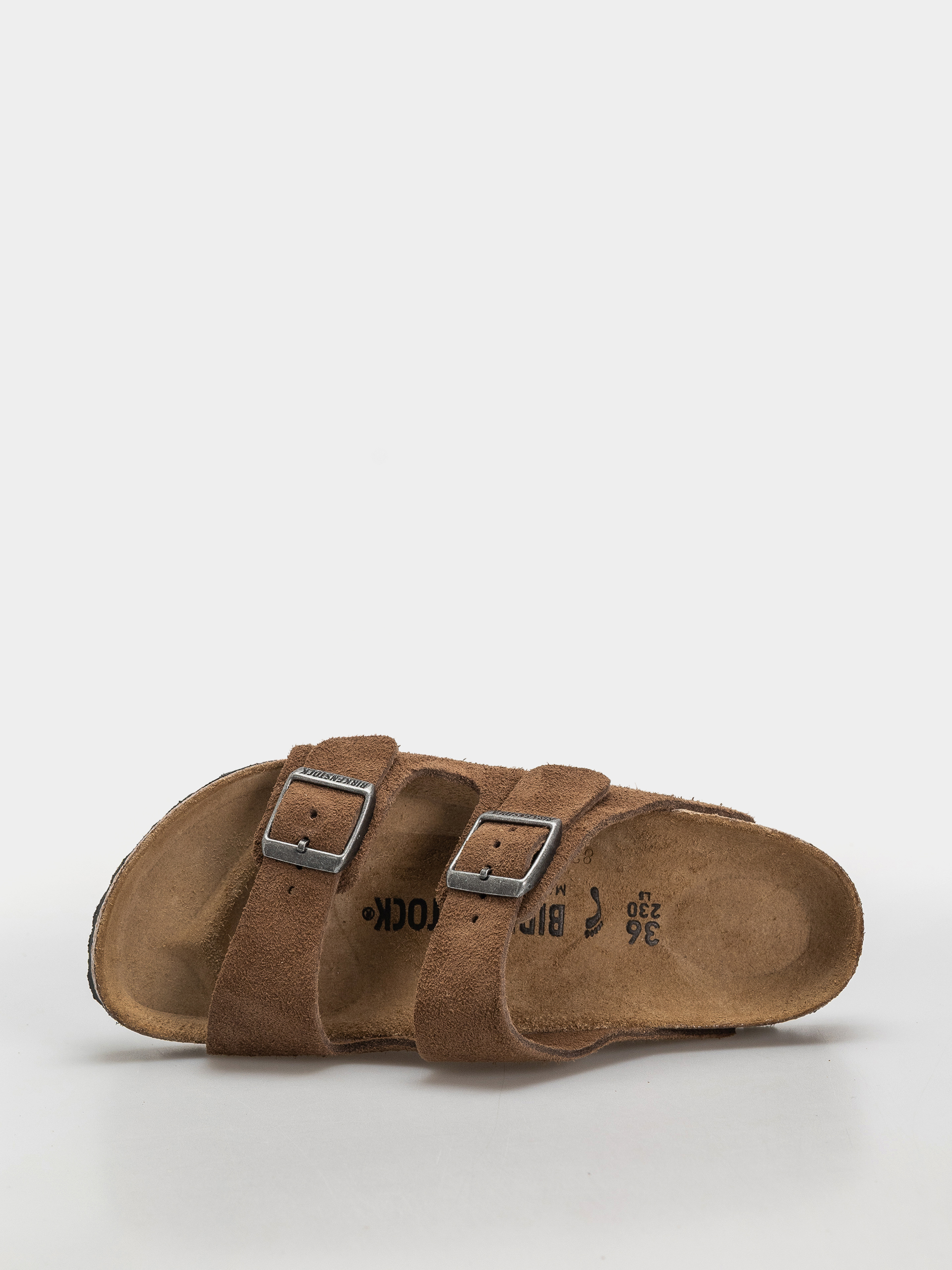 Birkenstock Arizona Suede Leather Narrow Flip Flops (dark tea)