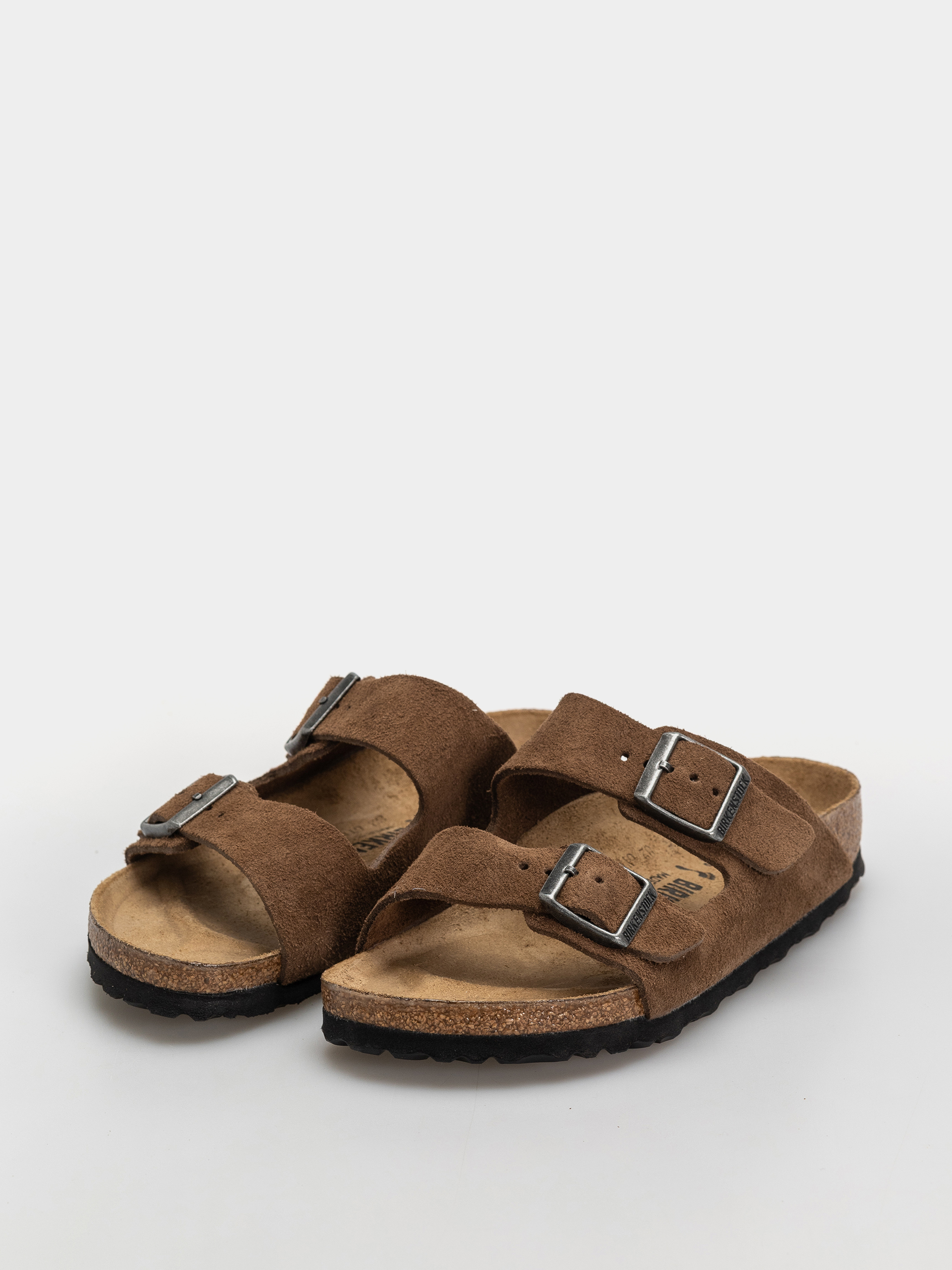 Birkenstock Arizona Suede Leather Narrow Flip-flops (dark tea)