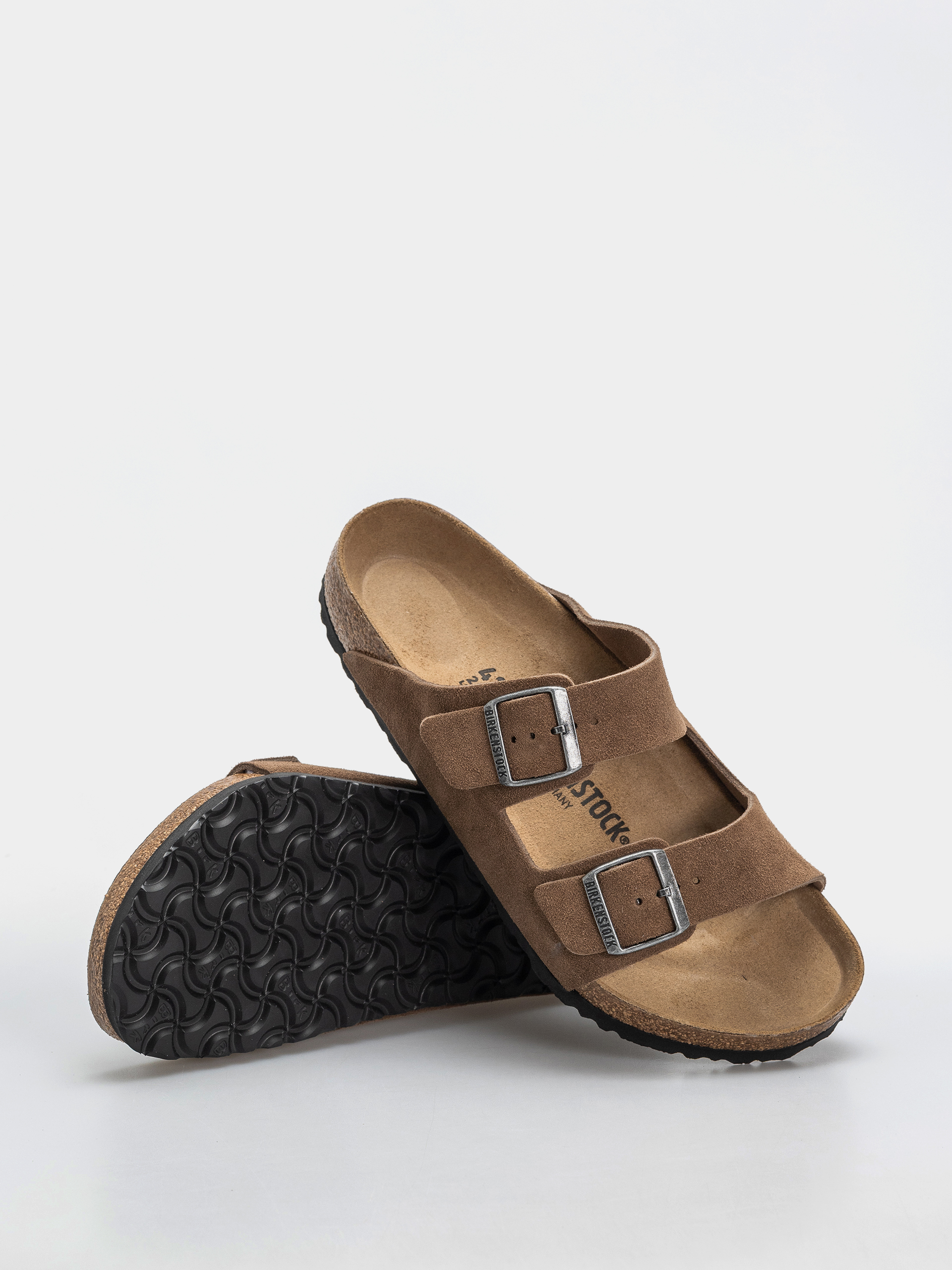 Birkenstock Arizona Suede Leather Regular Flip Flops (dark tea)