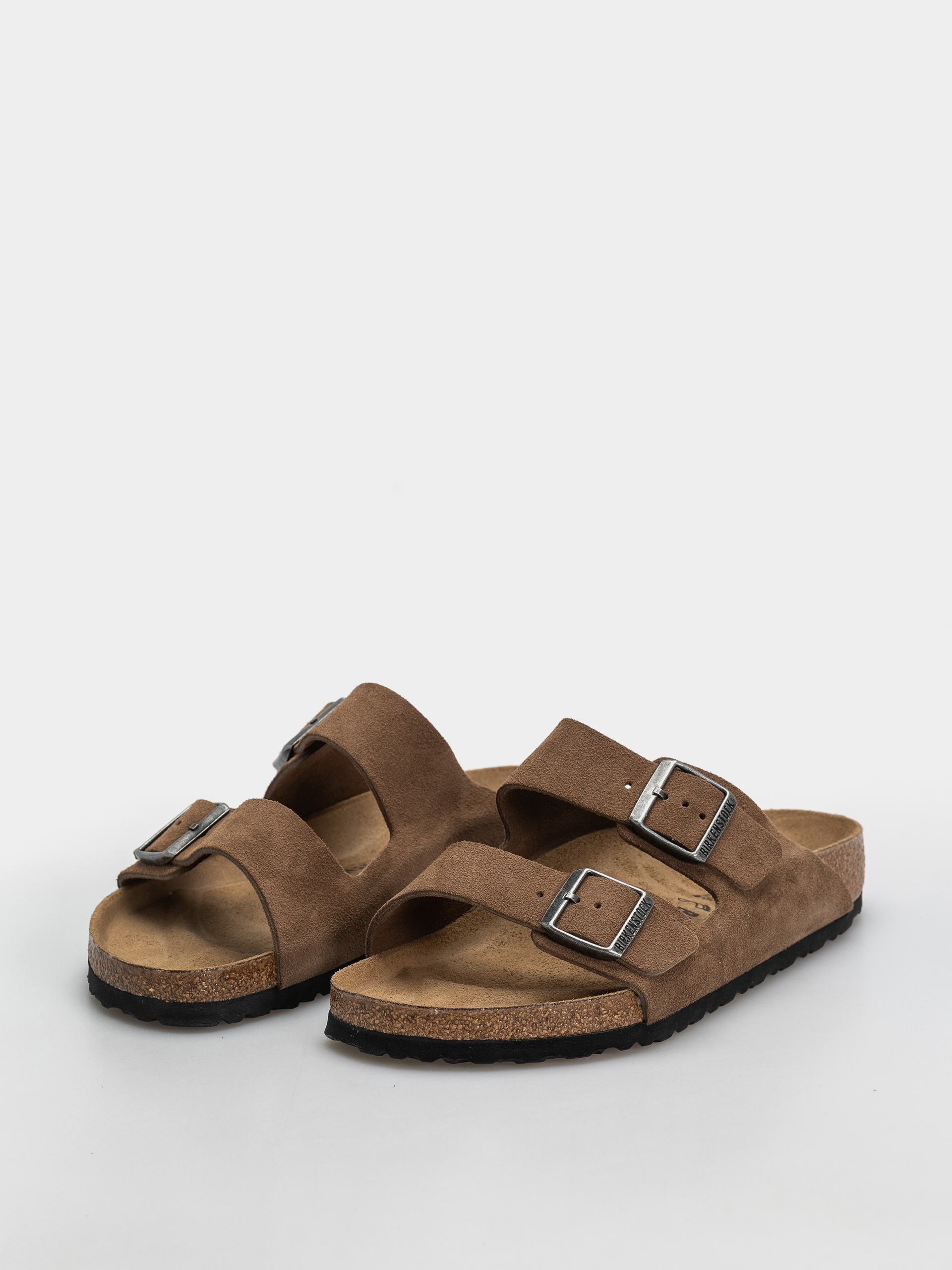 Birkenstock Arizona Suede Leather Regular Flip-flops (dark tea)