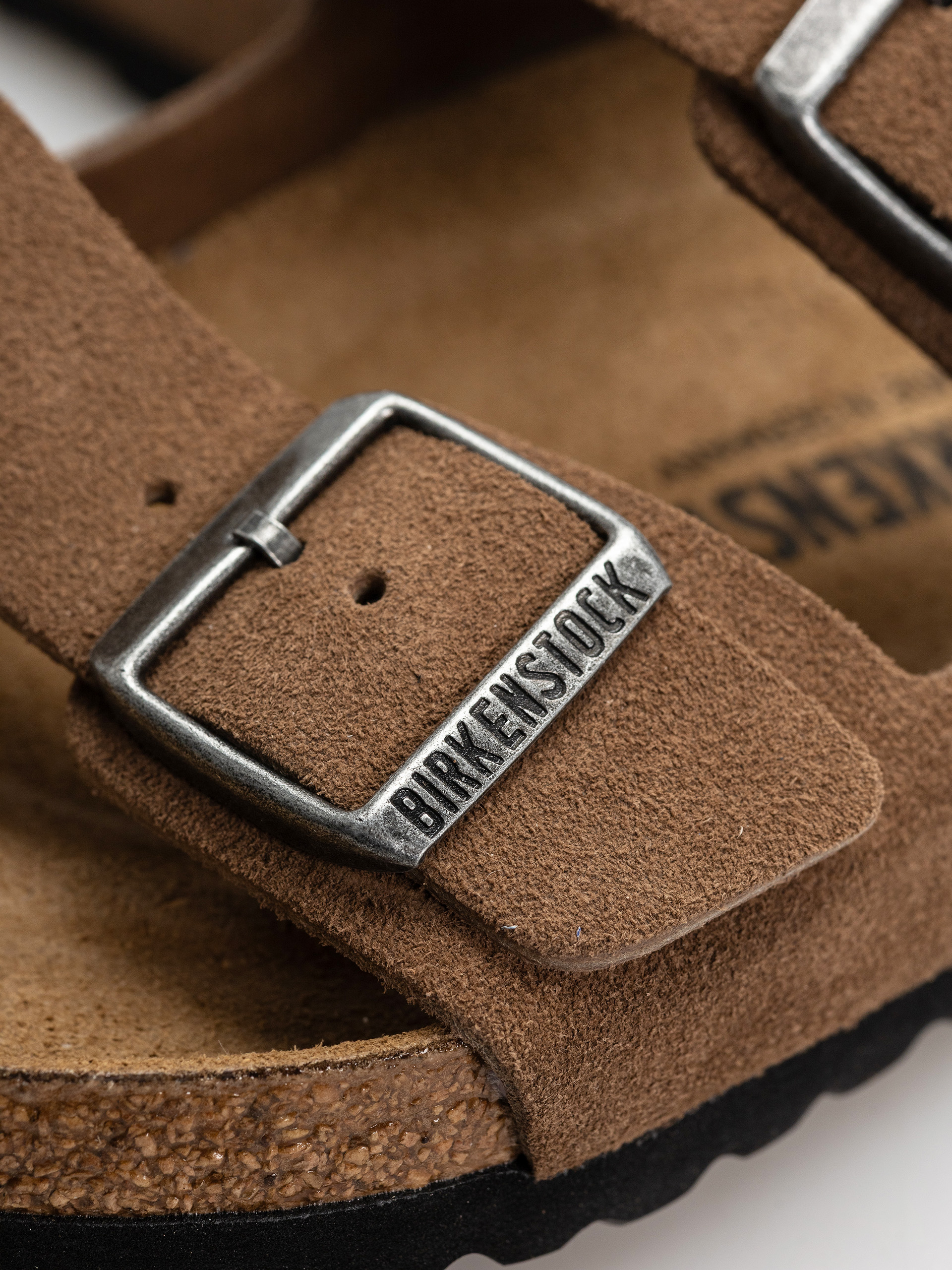 Birkenstock Arizona Suede Leather Regular Flip-flops (dark tea)