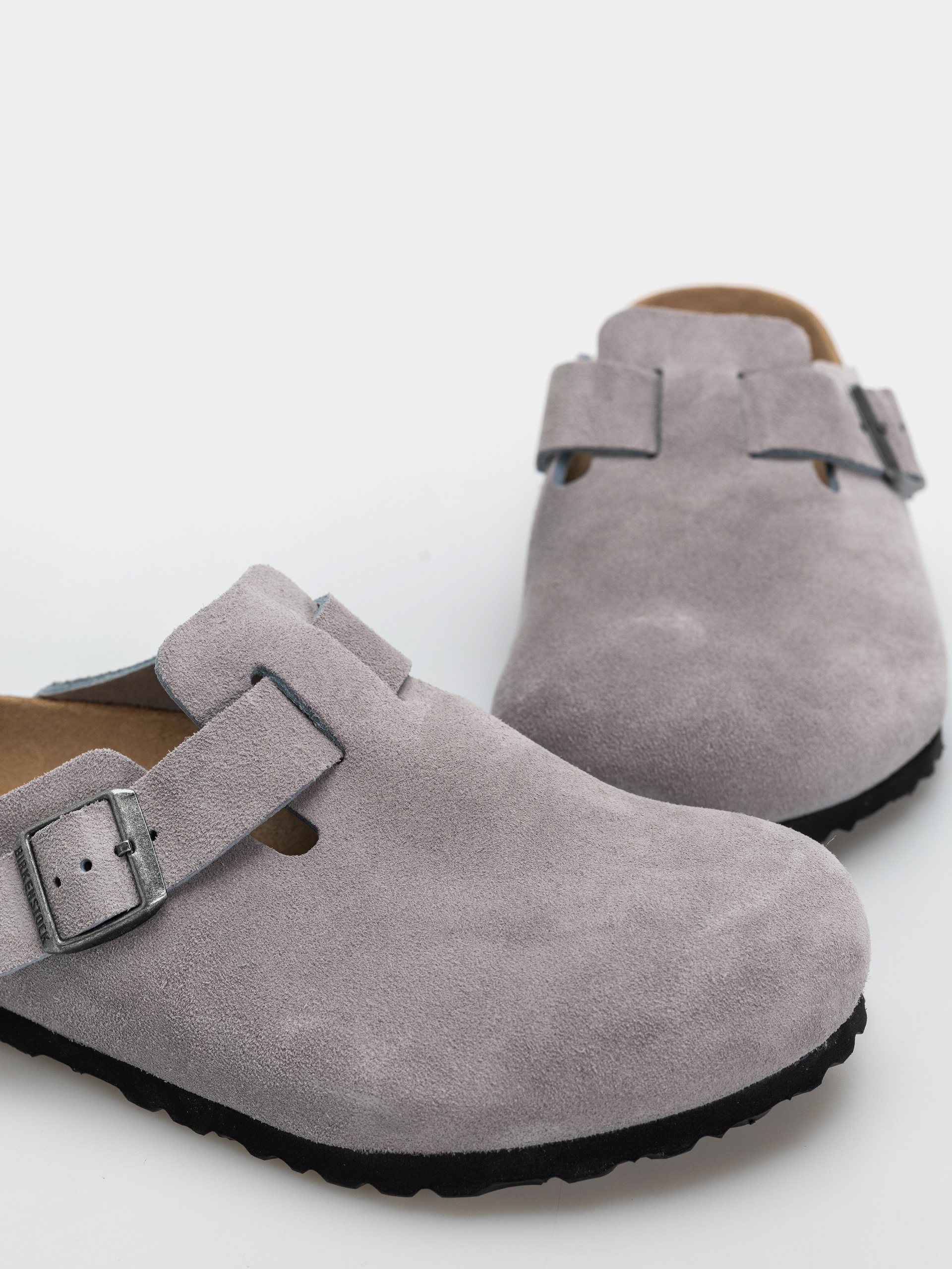 Birkenstock Boston Suede Leather Regular Flip-flops (lavender sky)