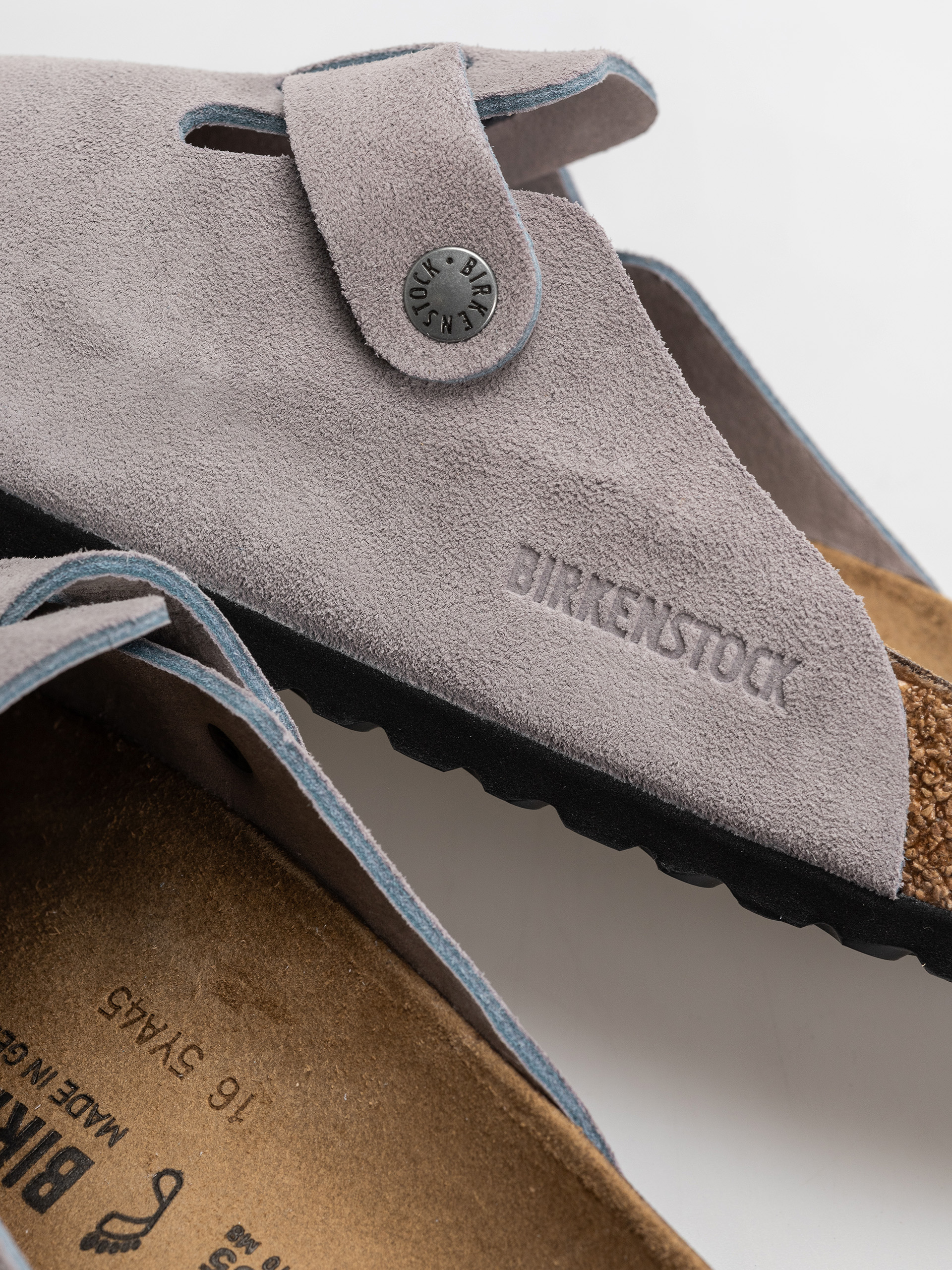 Birkenstock Boston Suede Leather Regular Flip-flops (lavender sky)