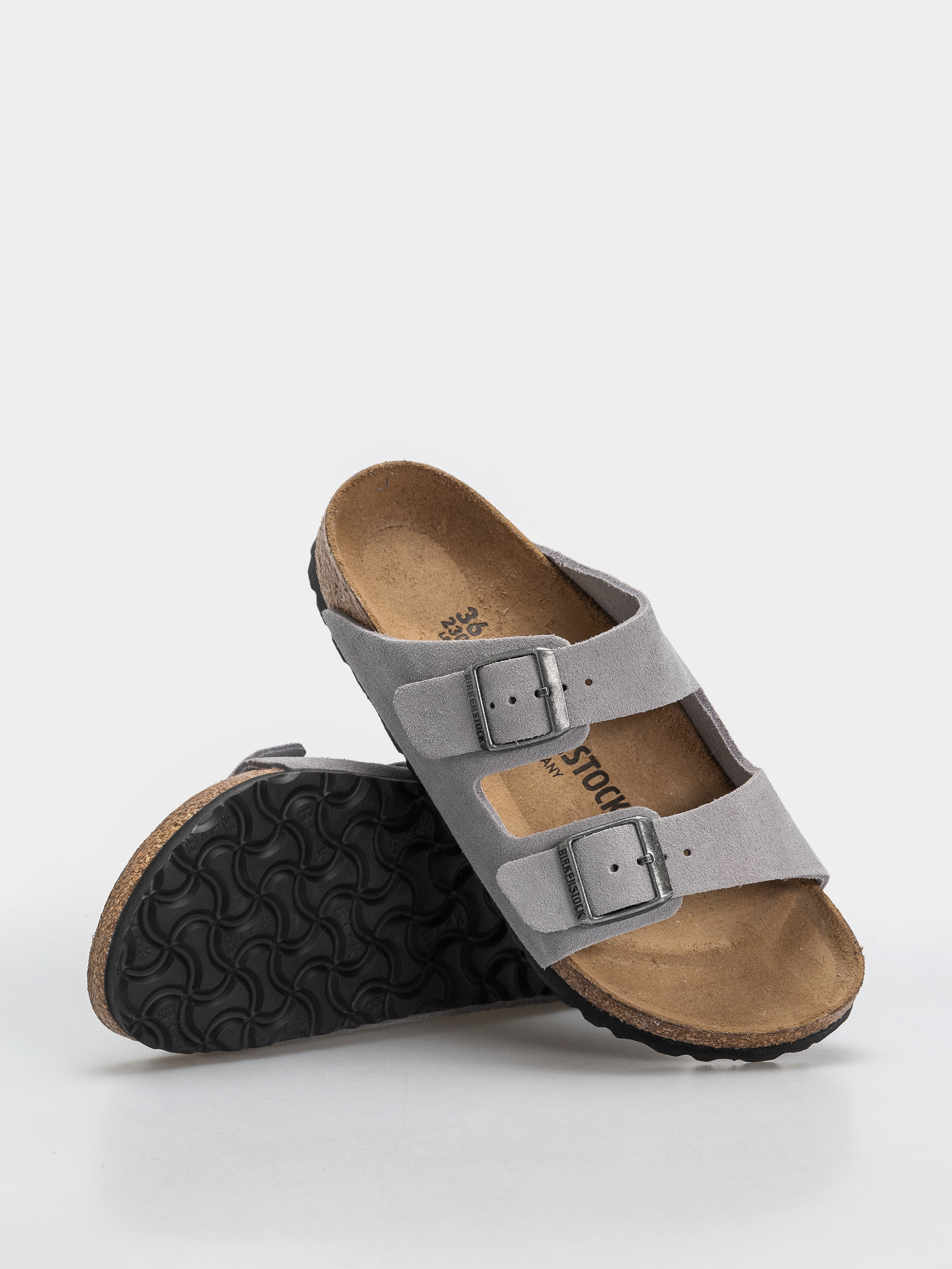 Birkenstock Arizona Suede Leather Narrow Flip-flops (lavender sky)