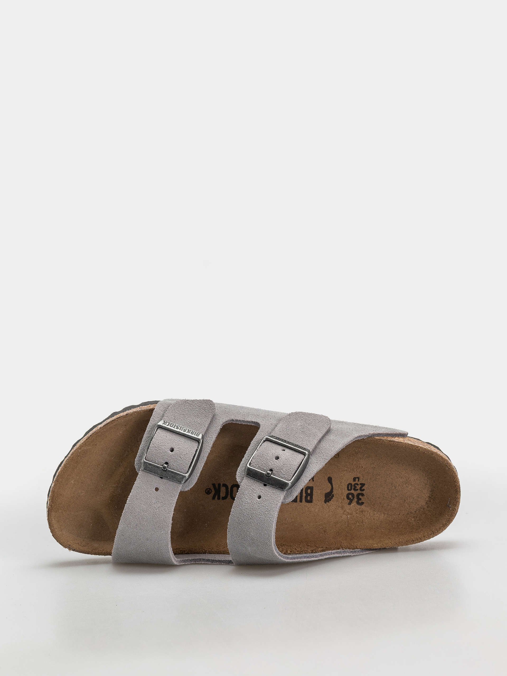 Birkenstock Arizona Suede Leather Narrow Flip Flops (lavender sky)