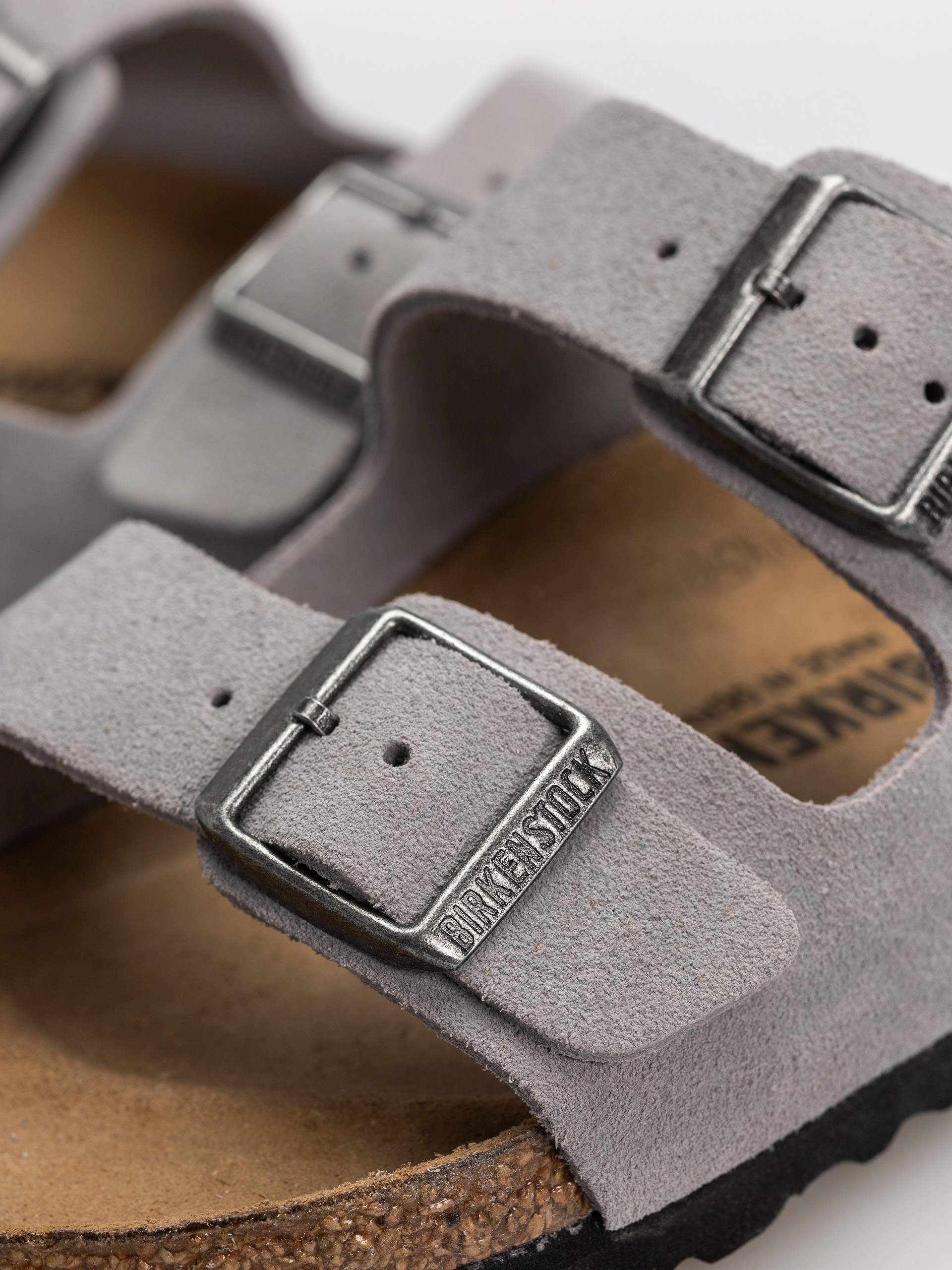 Birkenstock Arizona Suede Leather Narrow Flip-flops (lavender sky)