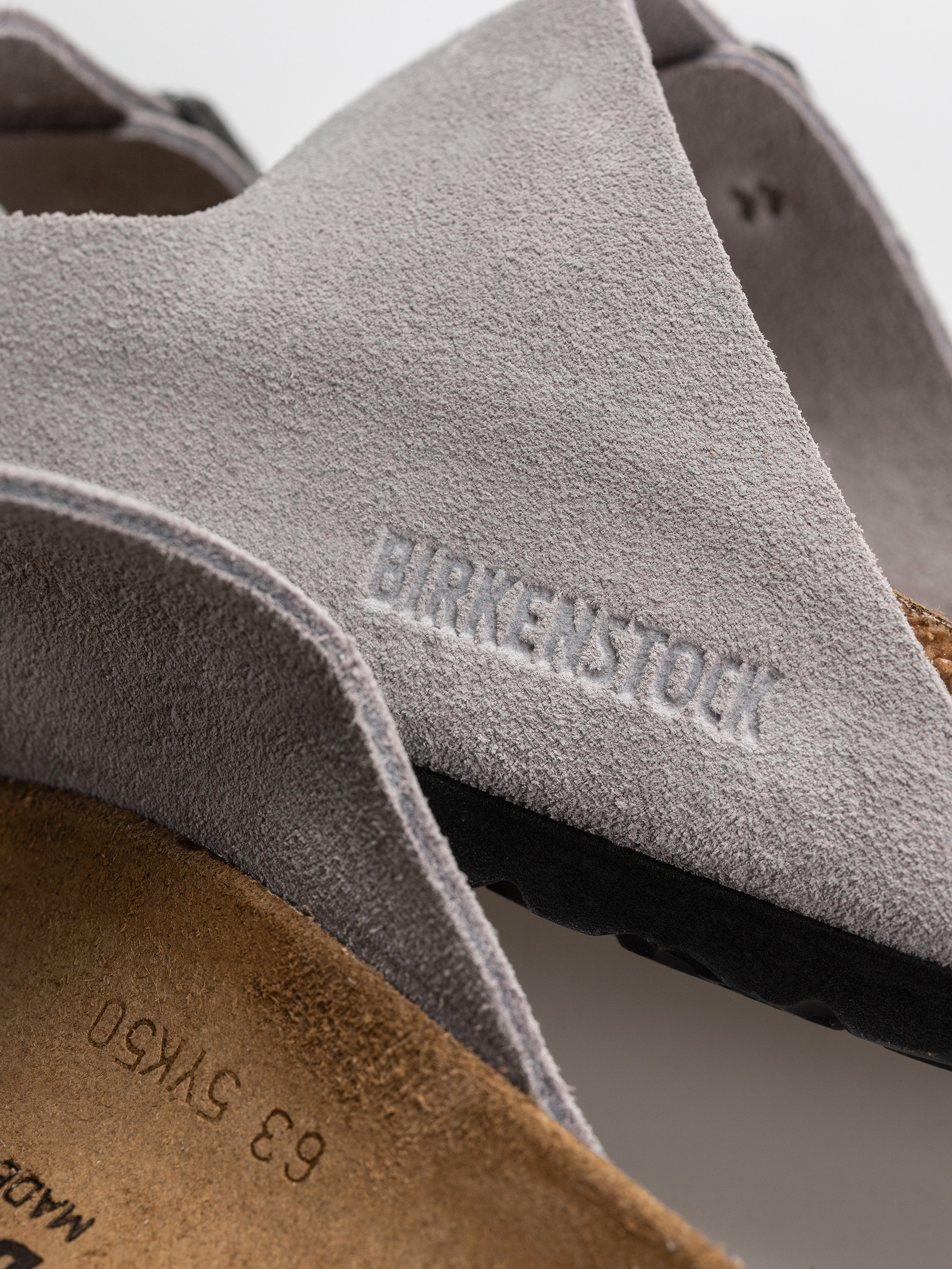 Birkenstock Arizona Suede Leather Narrow Flip Flops (lavender sky)