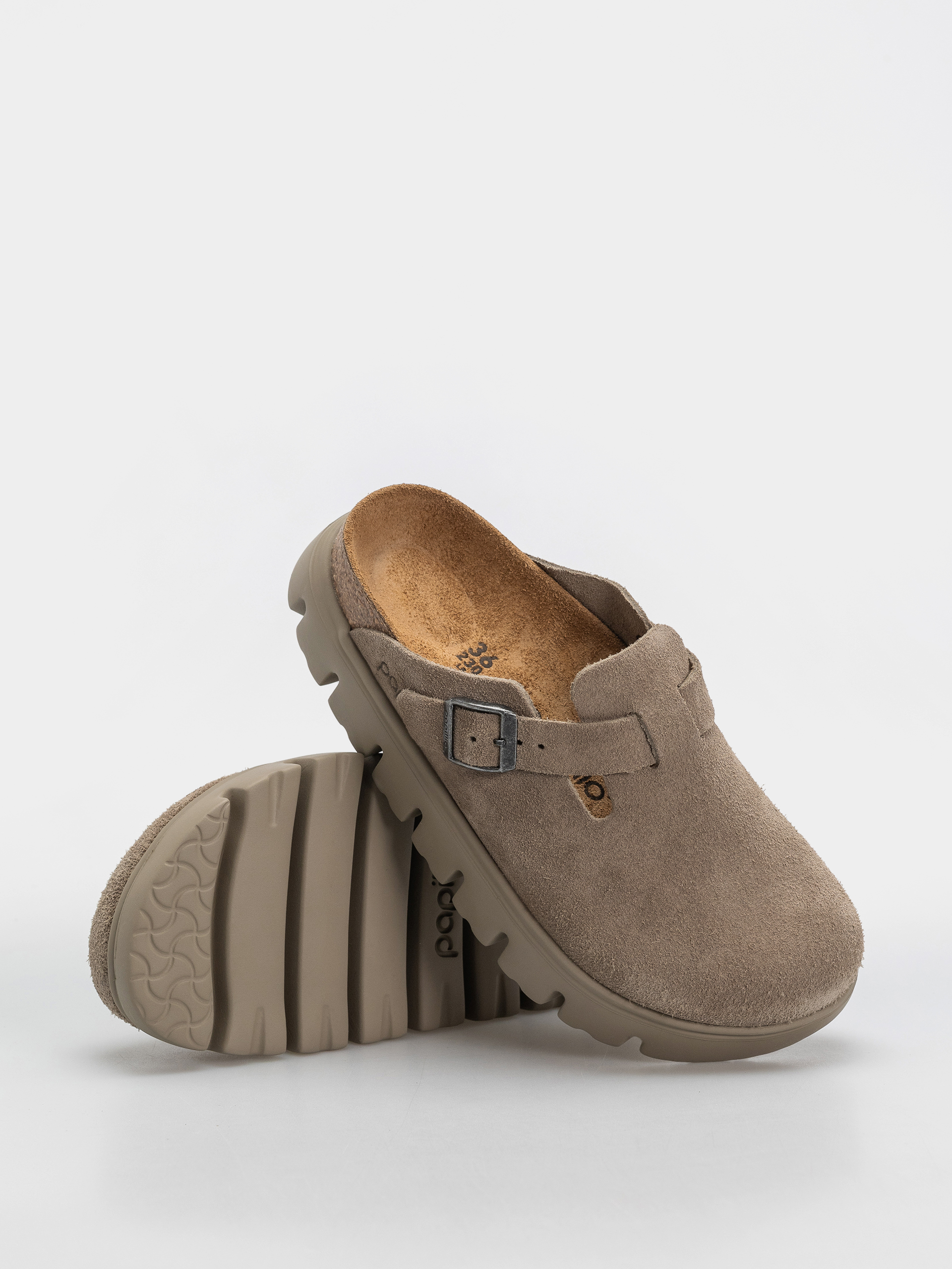 Birkenstock Boston Chunky Suede Leather Narrow Wmn Flip-flops (taupe)