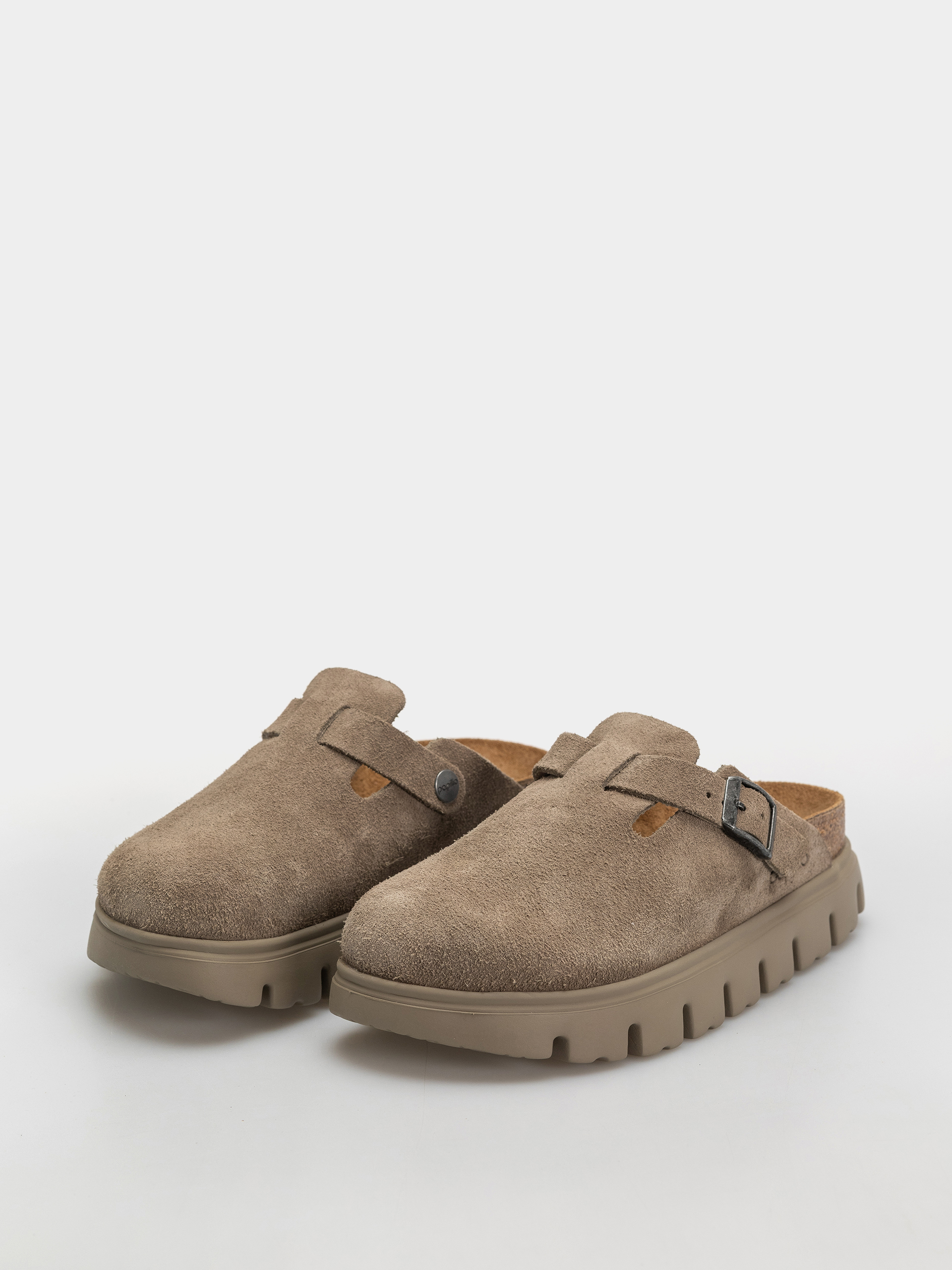 Birkenstock Boston Chunky Suede Leather Narrow Wmn Flip-flops (taupe)