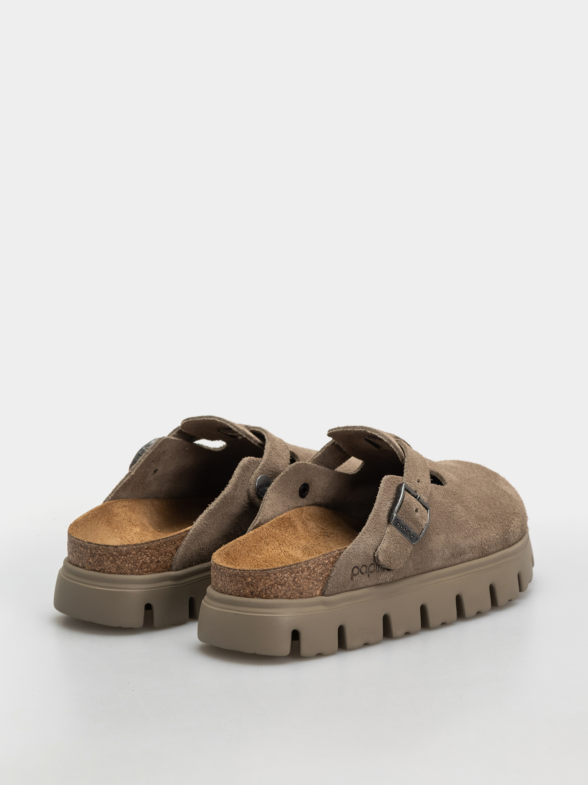 Birkenstock Boston Chunky Suede Leather Narrow Wmn Flip-flops (taupe)