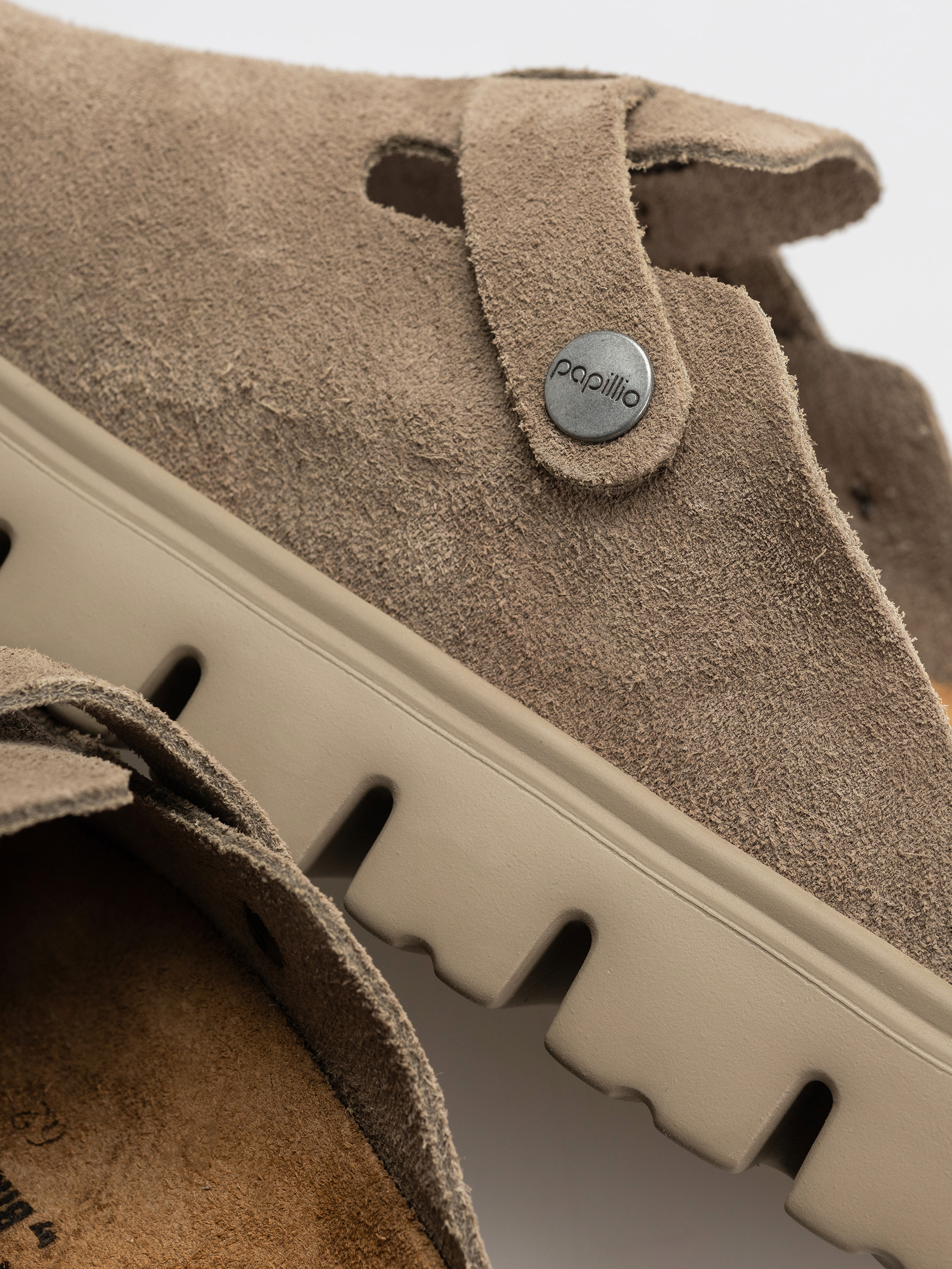 Birkenstock Boston Chunky Suede Leather Narrow Wmn Flip-flops (taupe)