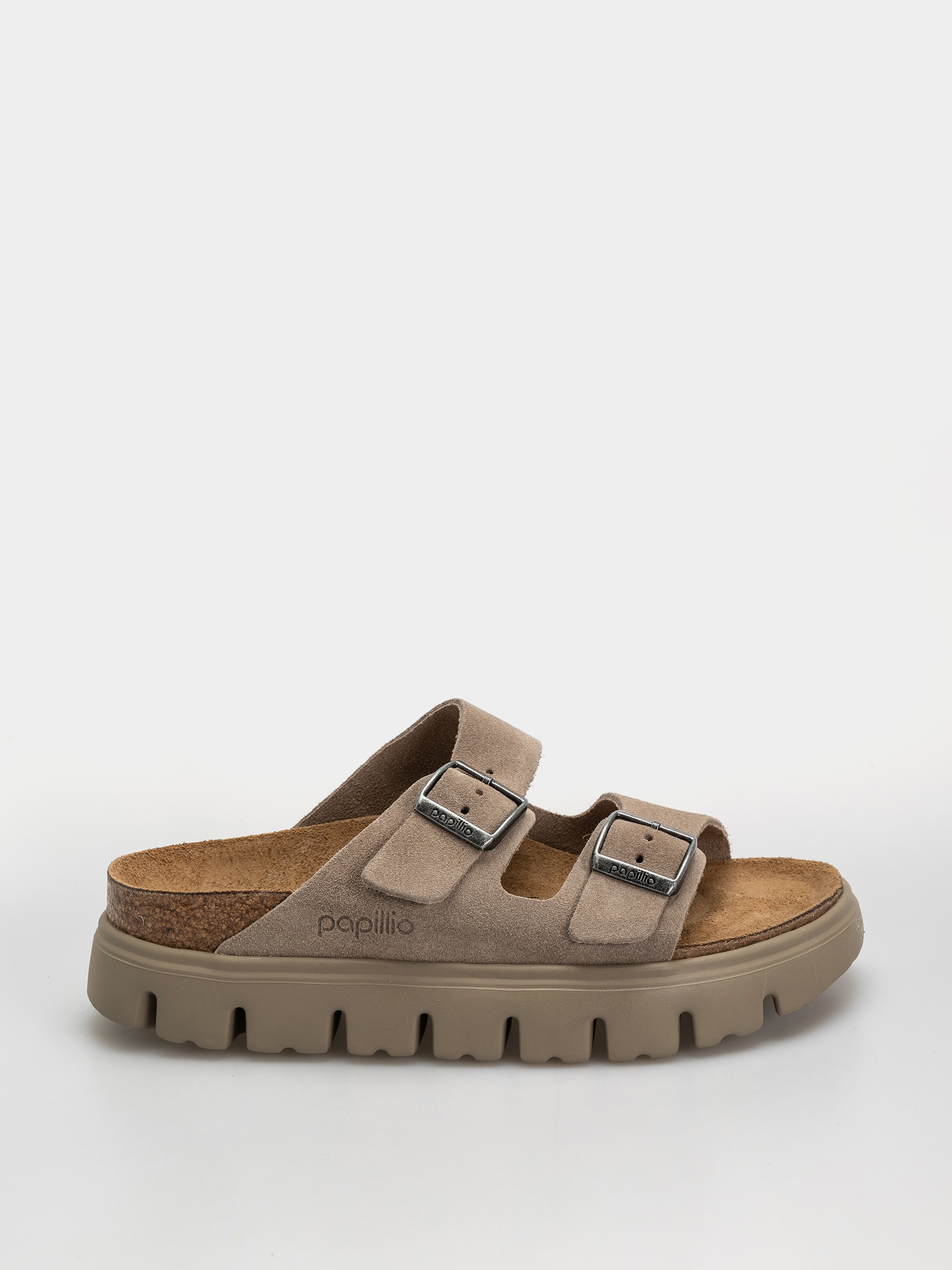 Birkenstock Arizona Chunky Suede Leather Narrow Wmn Flip Flops (taupe tonal)