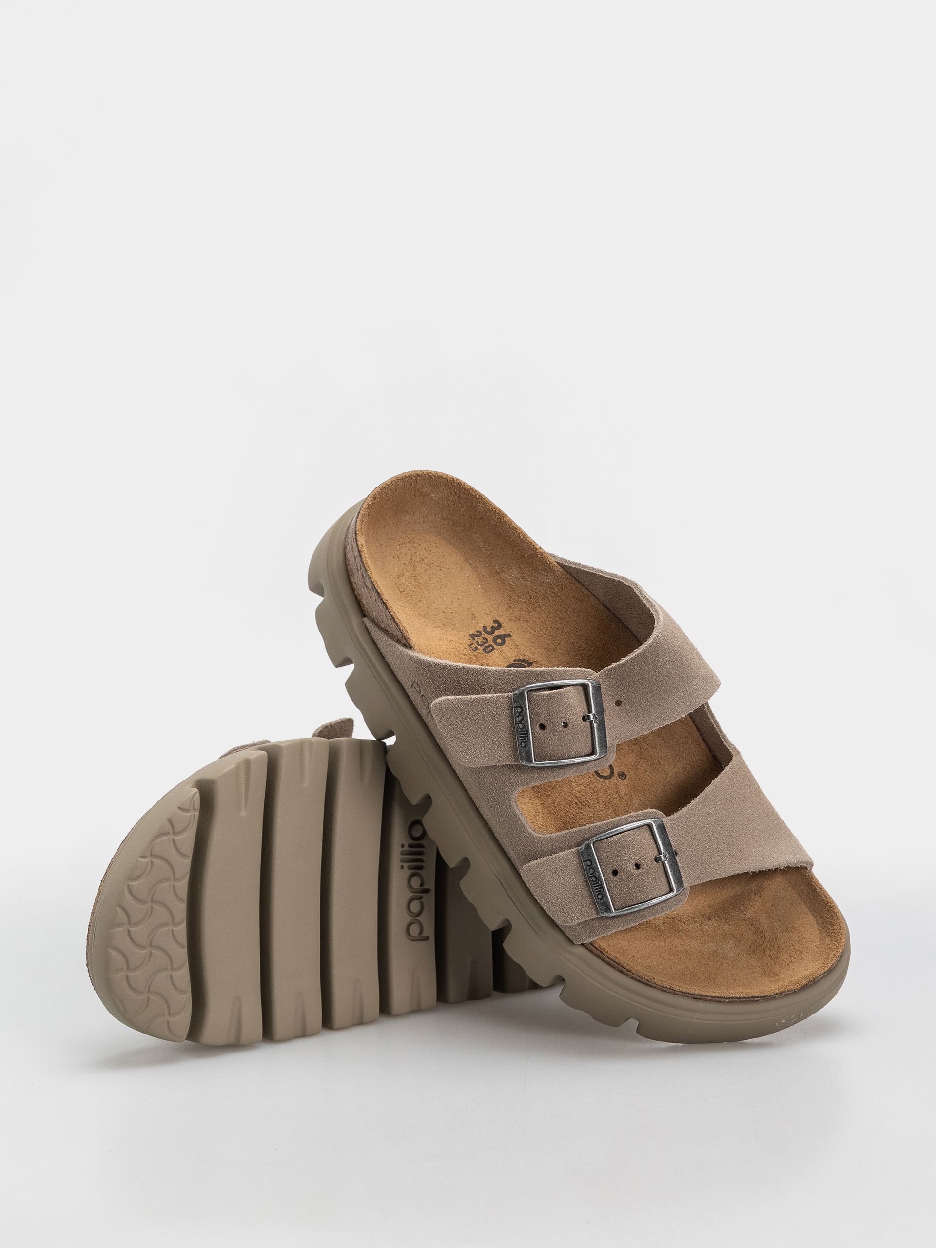 Birkenstock Arizona Chunky Suede Leather Narrow Wmn Flip-flops (taupe tonal)
