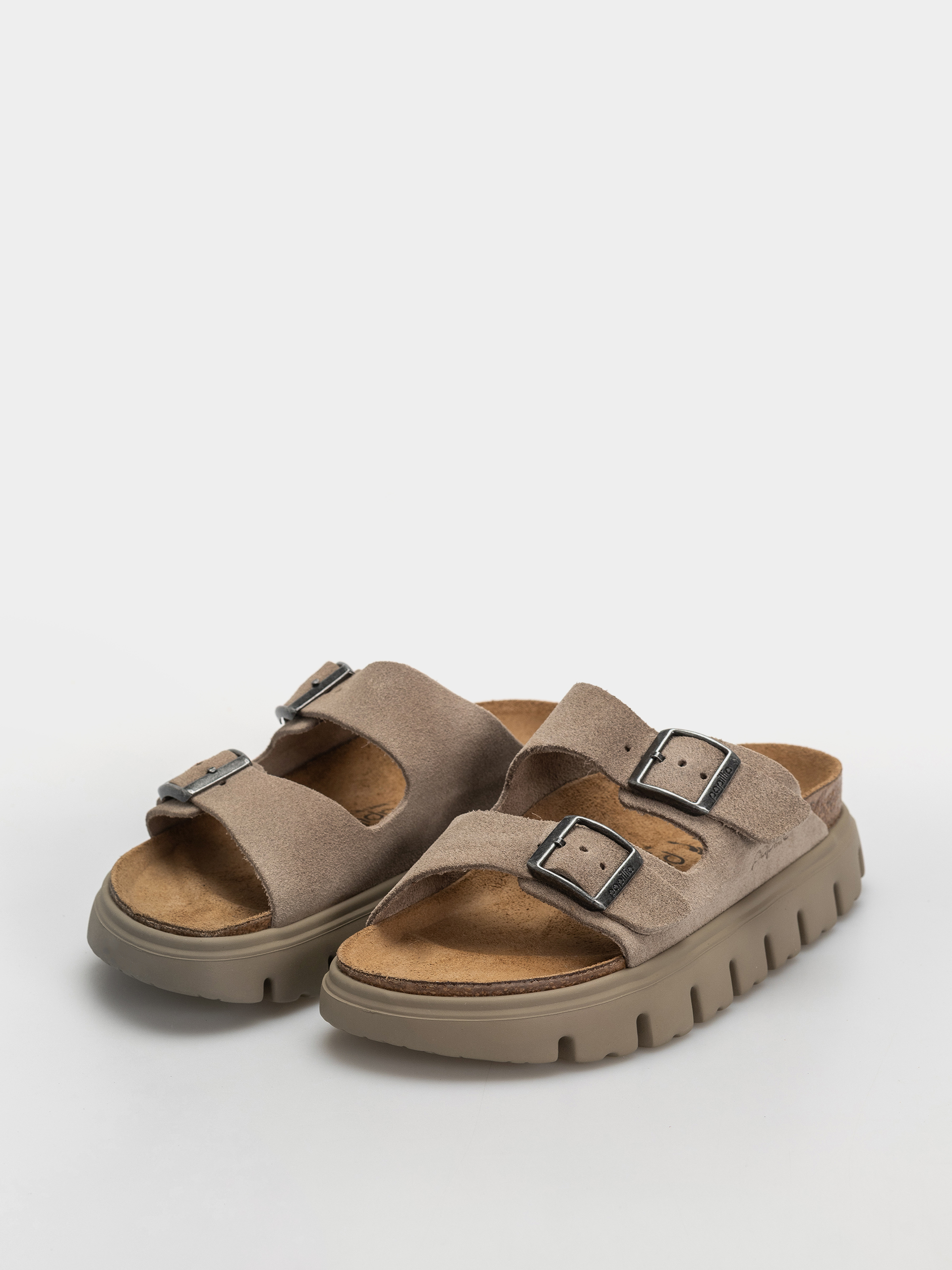 Birkenstock Arizona Chunky Suede Leather Narrow Wmn Flip Flops (taupe tonal)