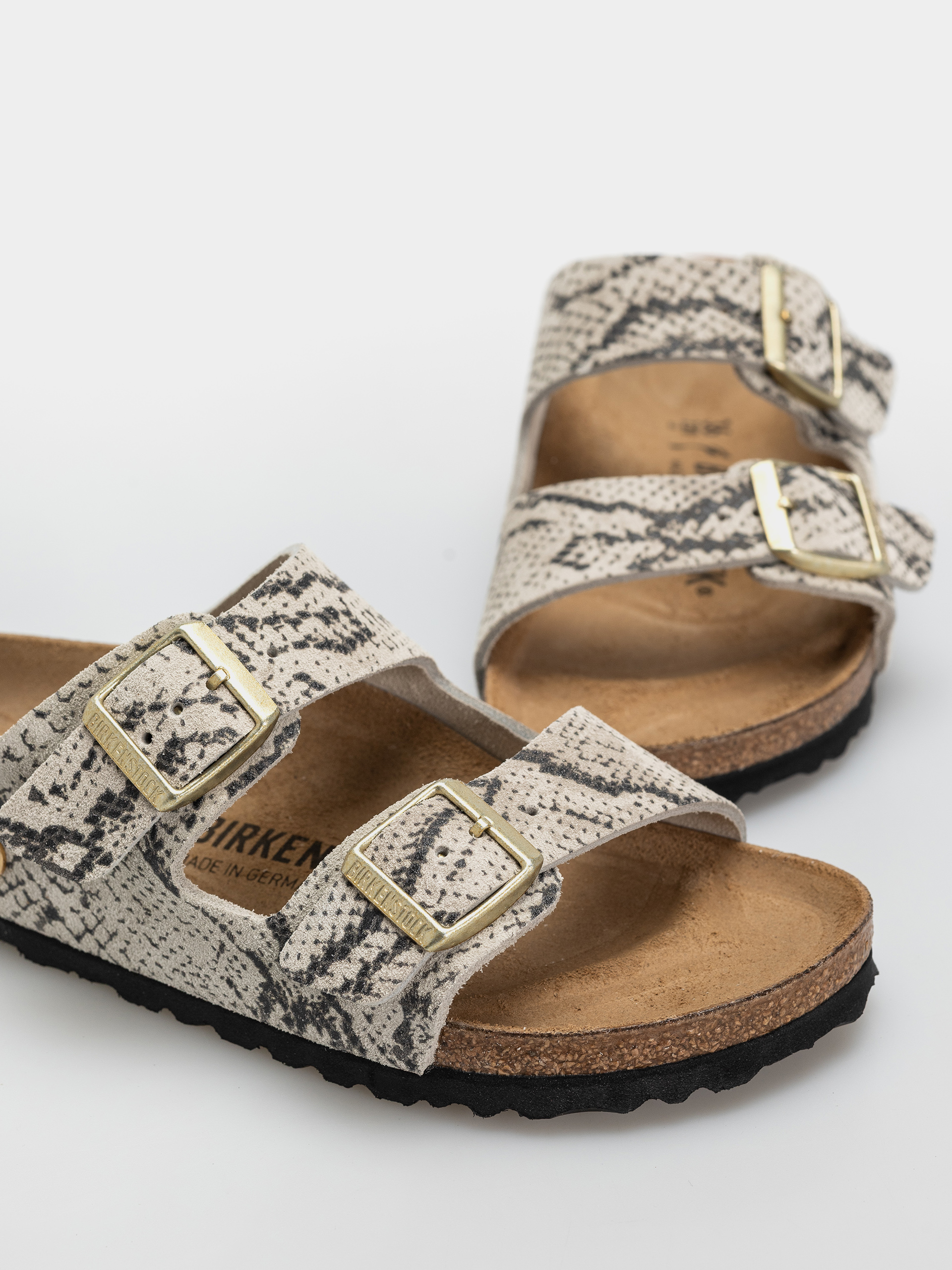 Birkenstock Arizona Suede Leather Narrow Wmn Flip-flops (snake oyster)