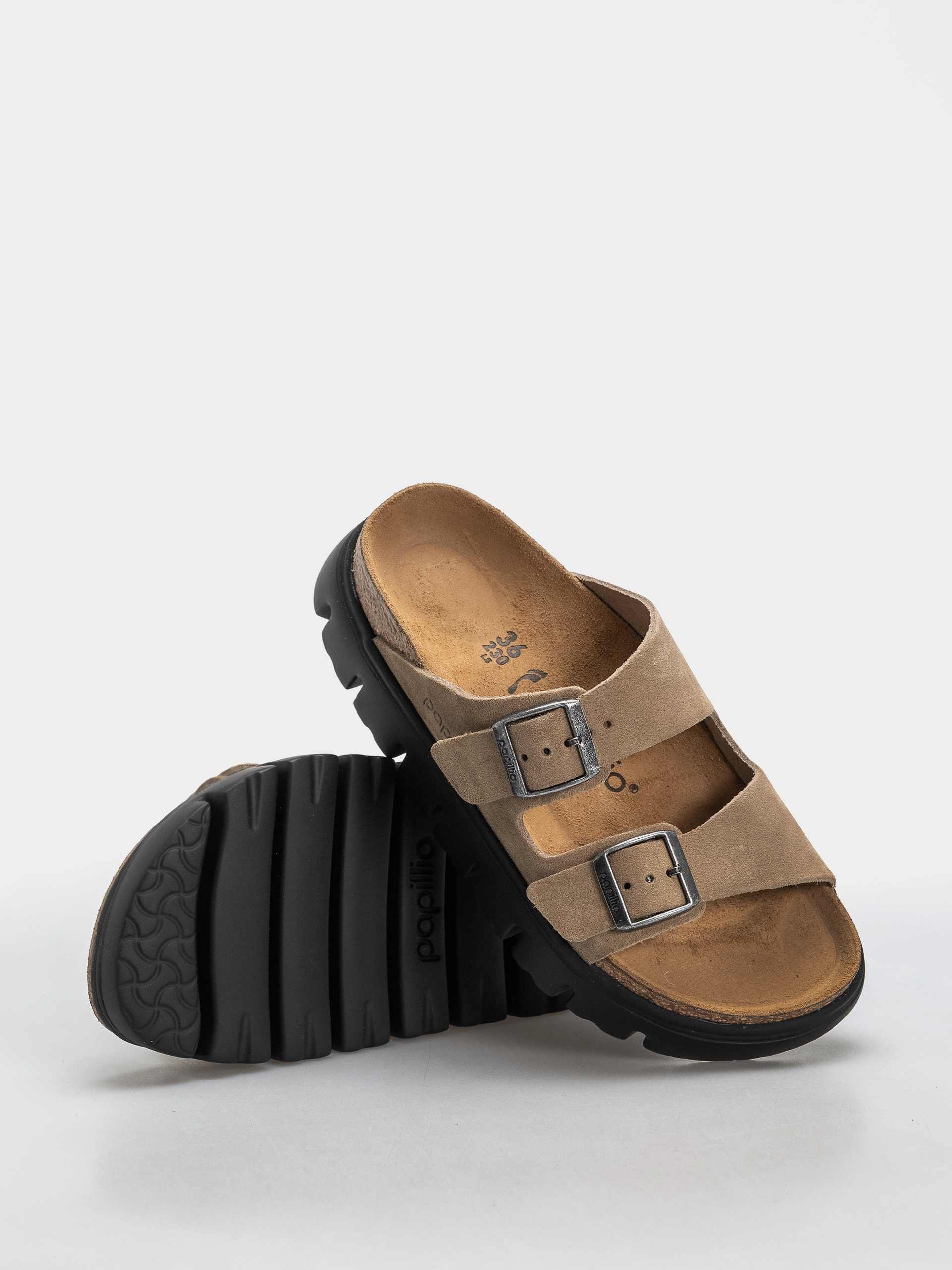 Birkenstock Arizona Chunky Suede Leather Narrow Wmn Flip-flops (gray taupe)