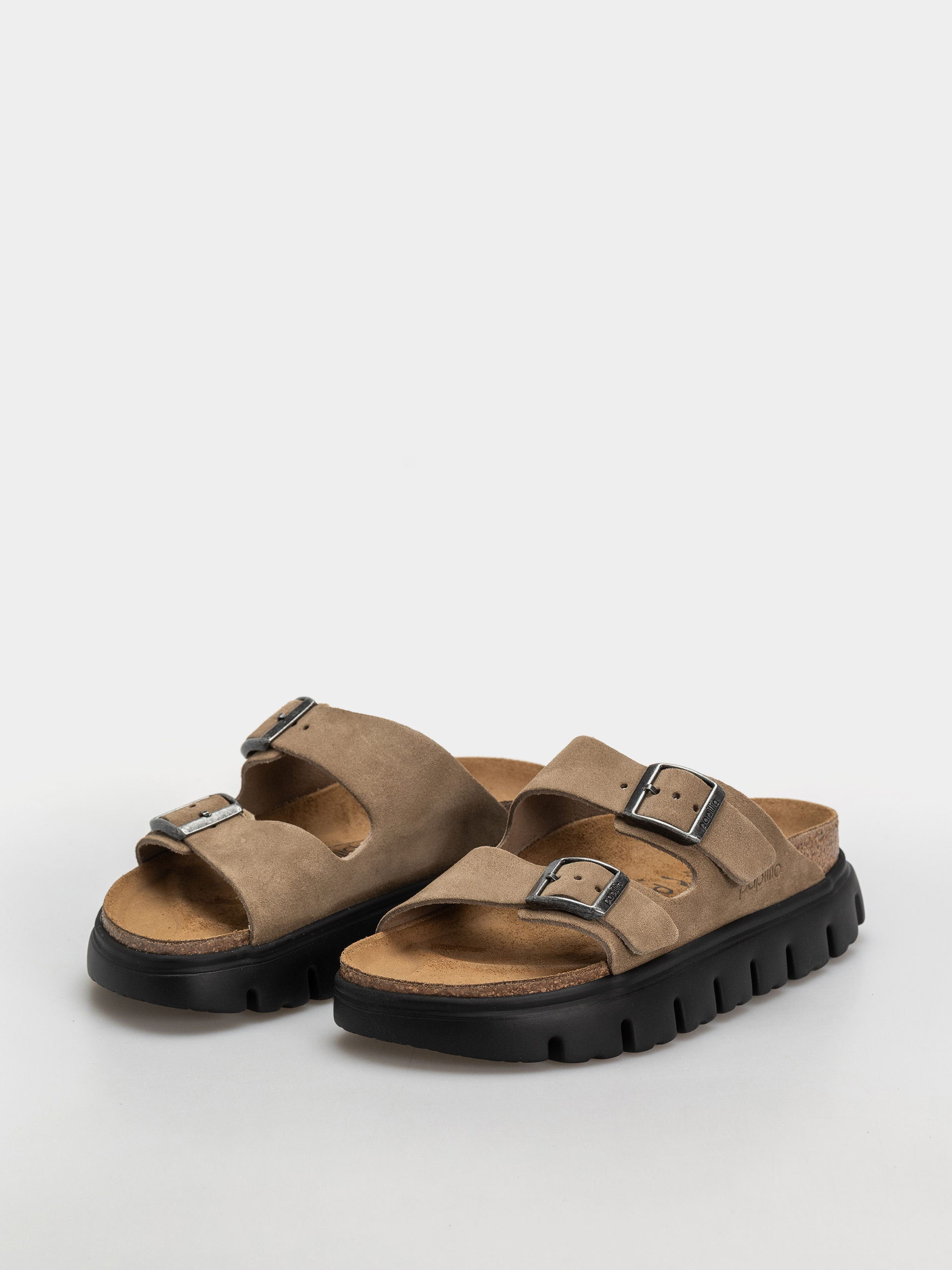 Birkenstock Arizona Chunky Suede Leather Narrow Wmn Flip Flops (gray taupe)