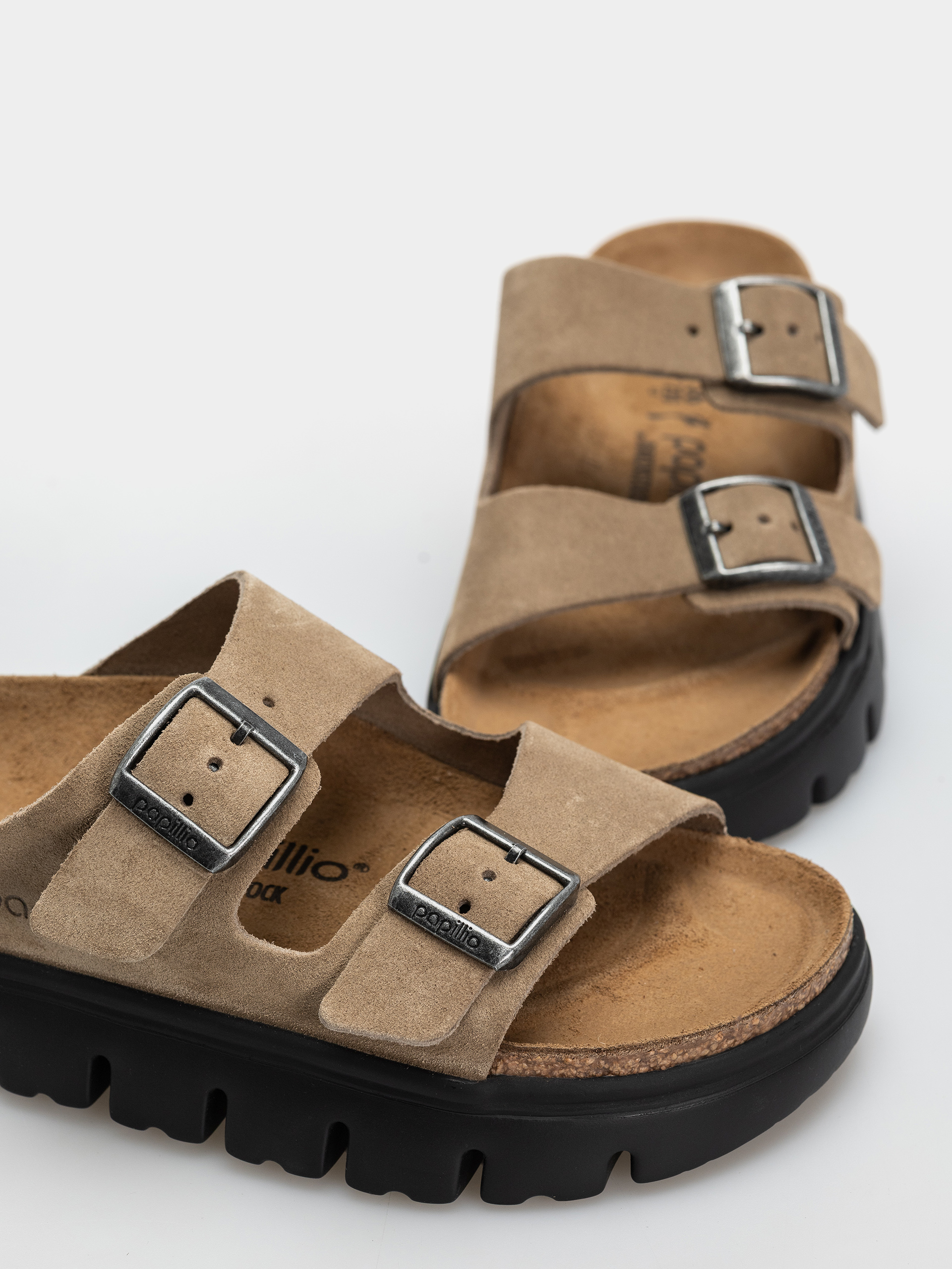 Birkenstock Arizona Chunky Suede Leather Narrow Wmn Flip Flops (gray taupe)