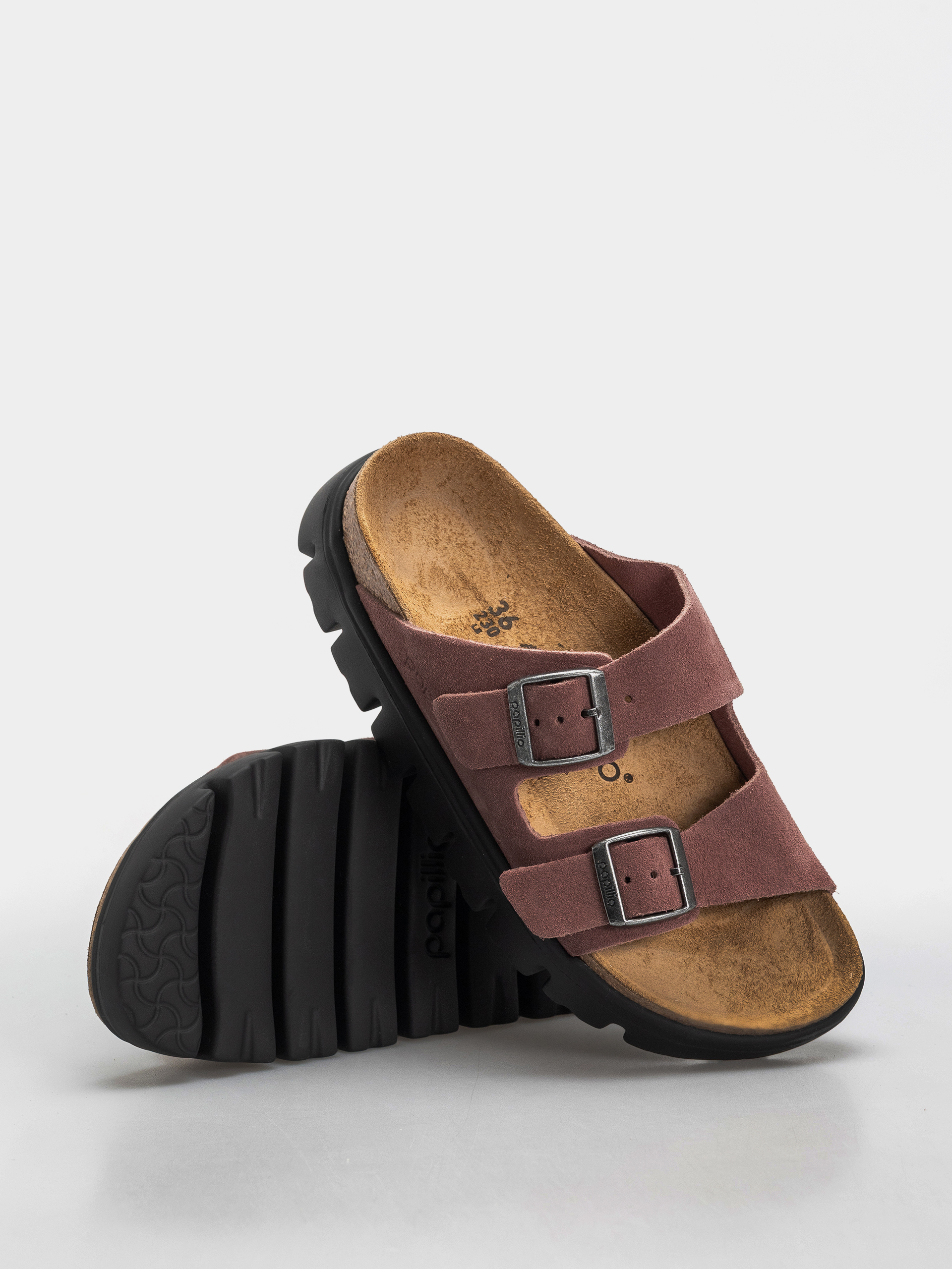 Birkenstock Arizona Chunky Suede Leather Narrow Wmn Flip-flops (pepper)
