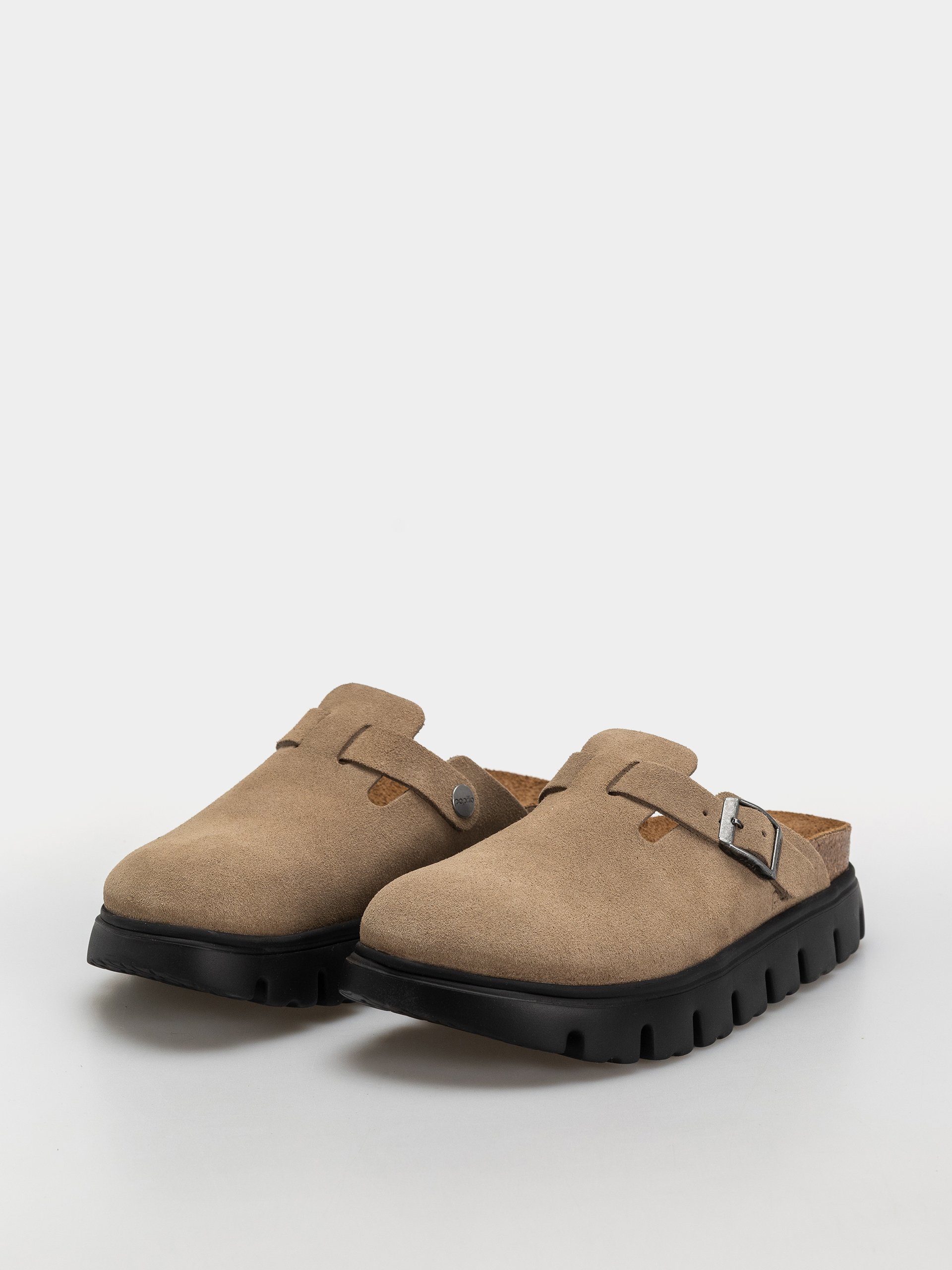 Birkenstock Boston Chunky Suede Leather Narrow Wmn Flip-flops (gray taupe)