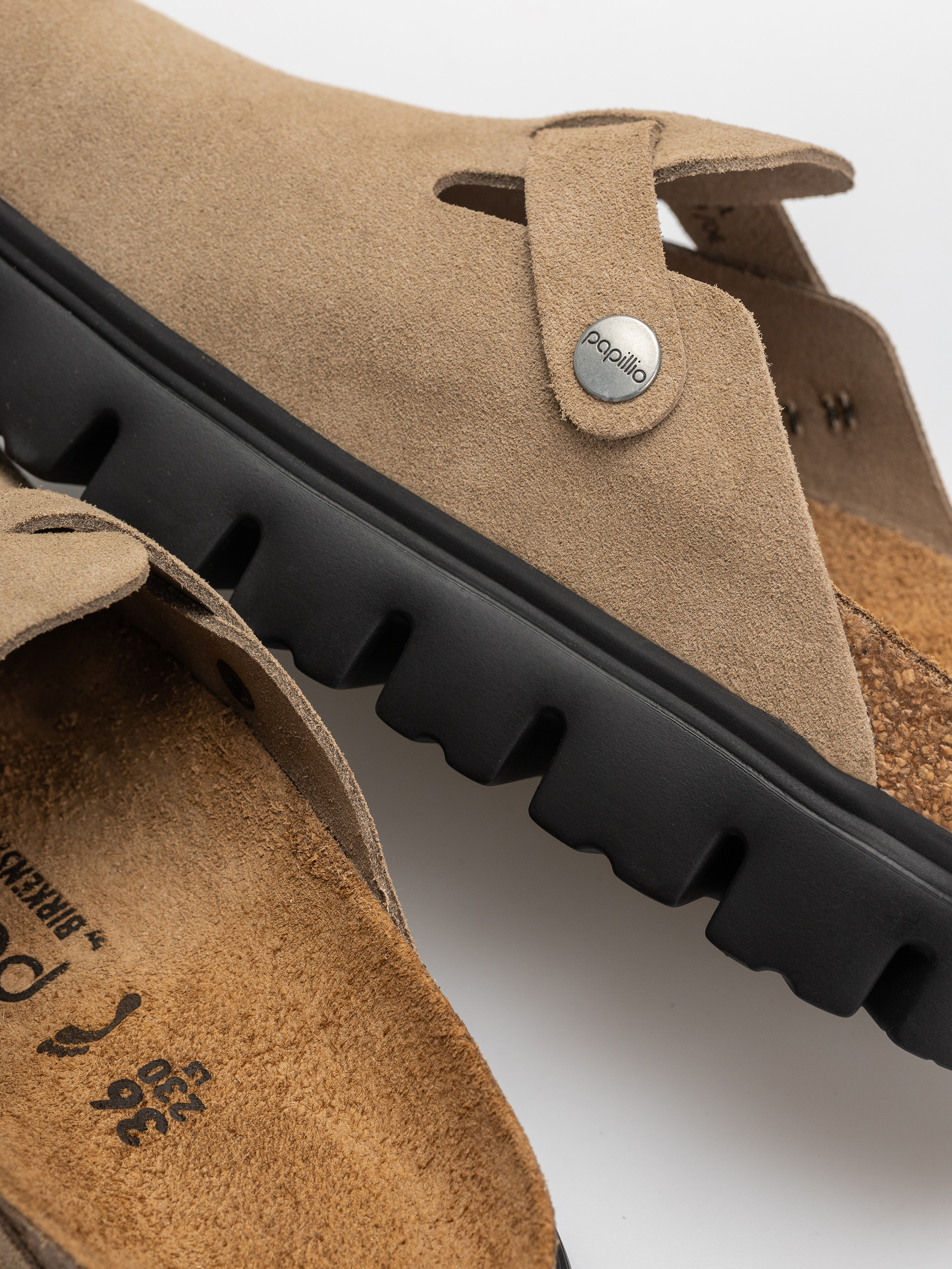 Birkenstock Boston Chunky Suede Leather Narrow Wmn Flip-flops (gray taupe)
