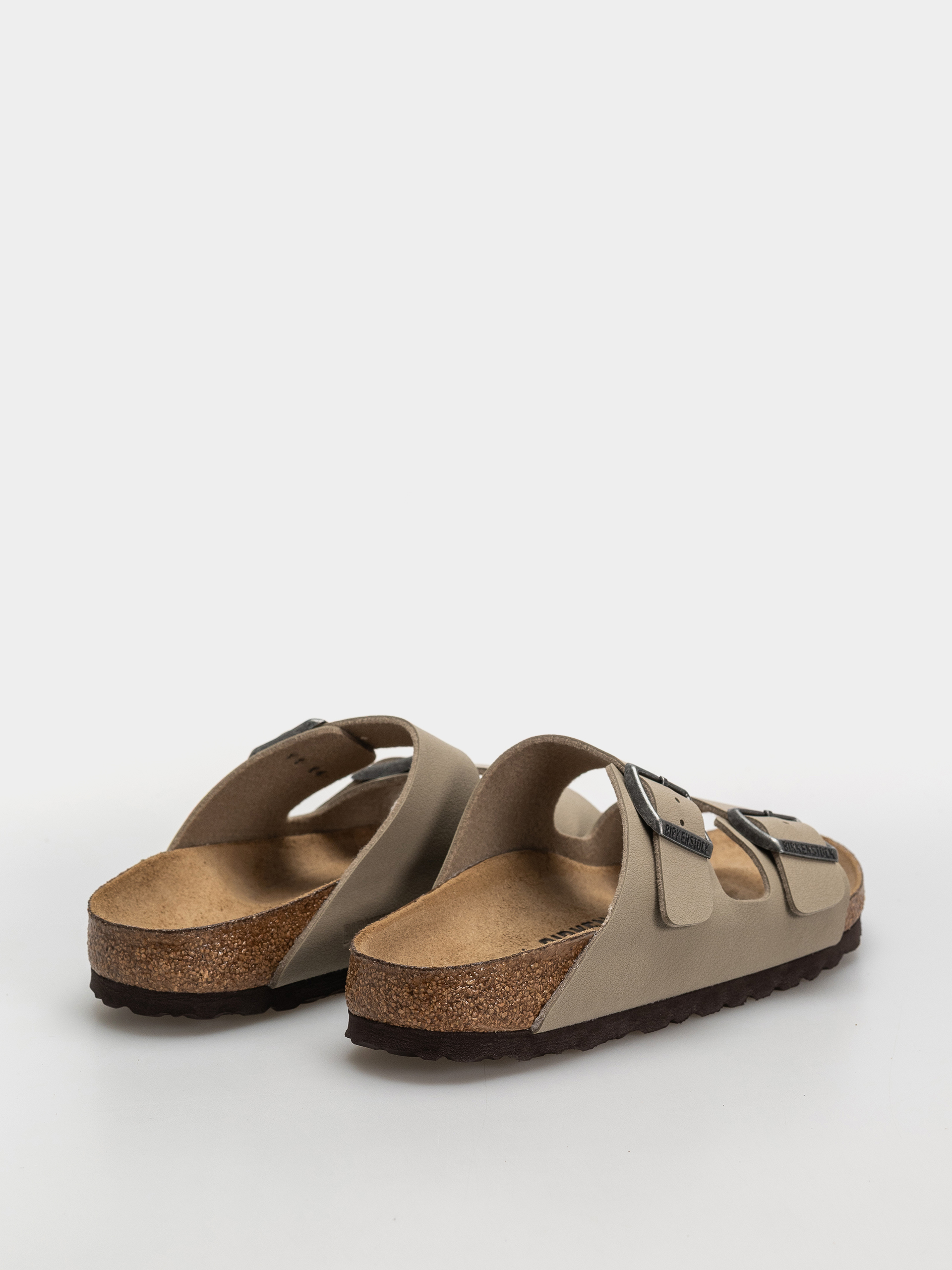Birkenstock Arizona Birko Flor Narrow Flip Flops (faded khaki/dark brown os)