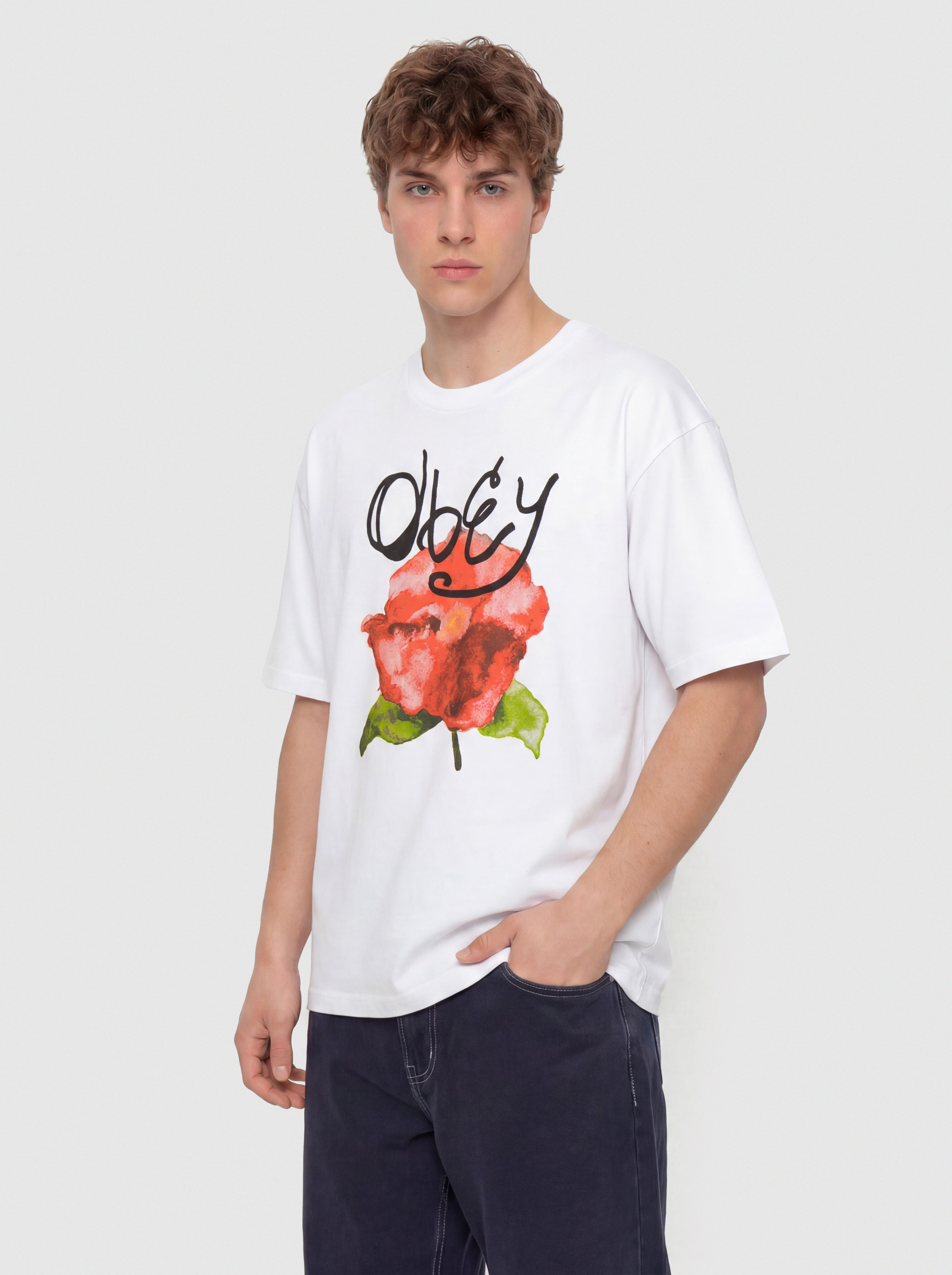 OBEY T-Shirt Watercolor Poppy (white)
