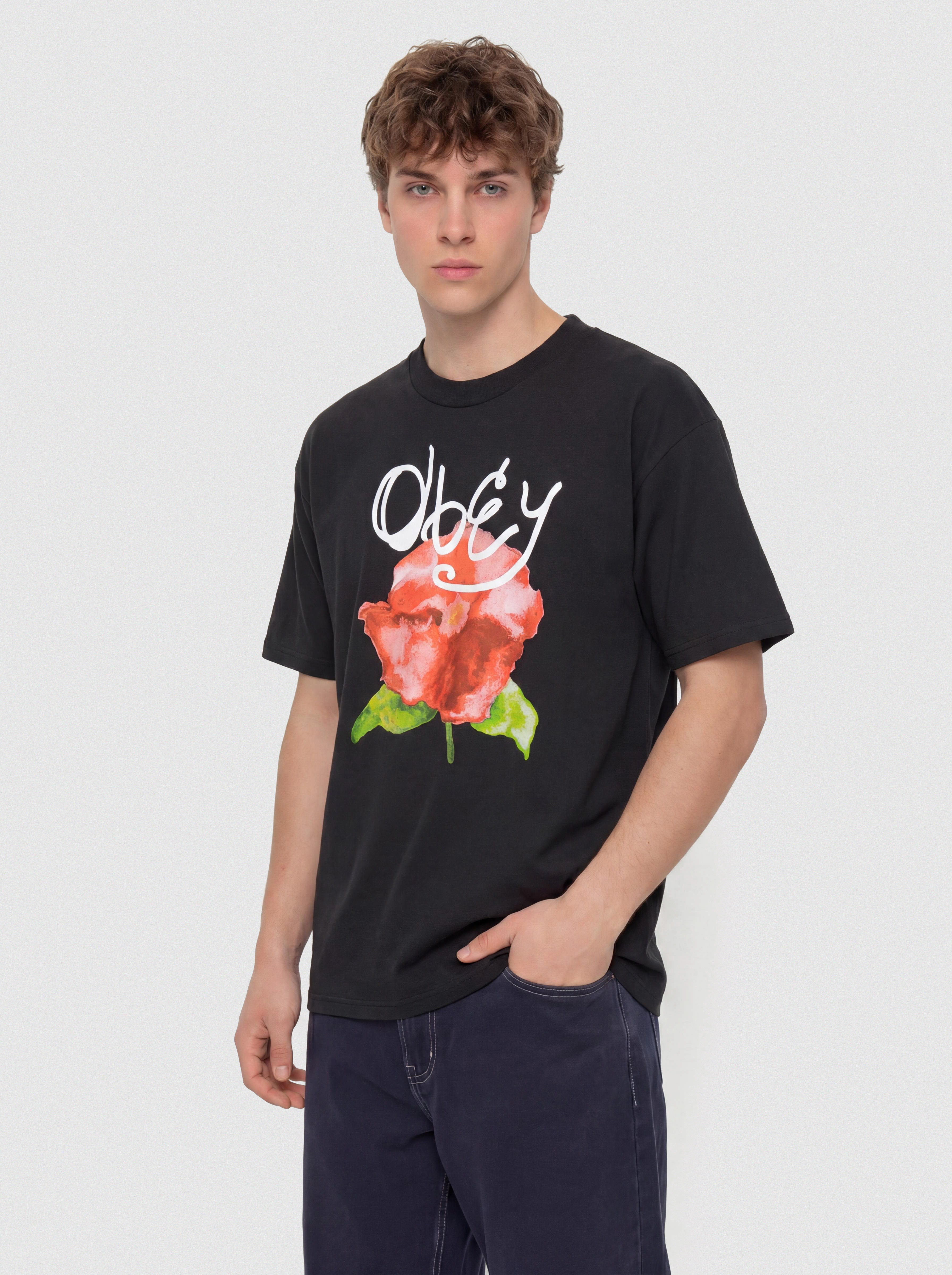 OBEY T-Shirt Watercolor Poppy (vintage black)