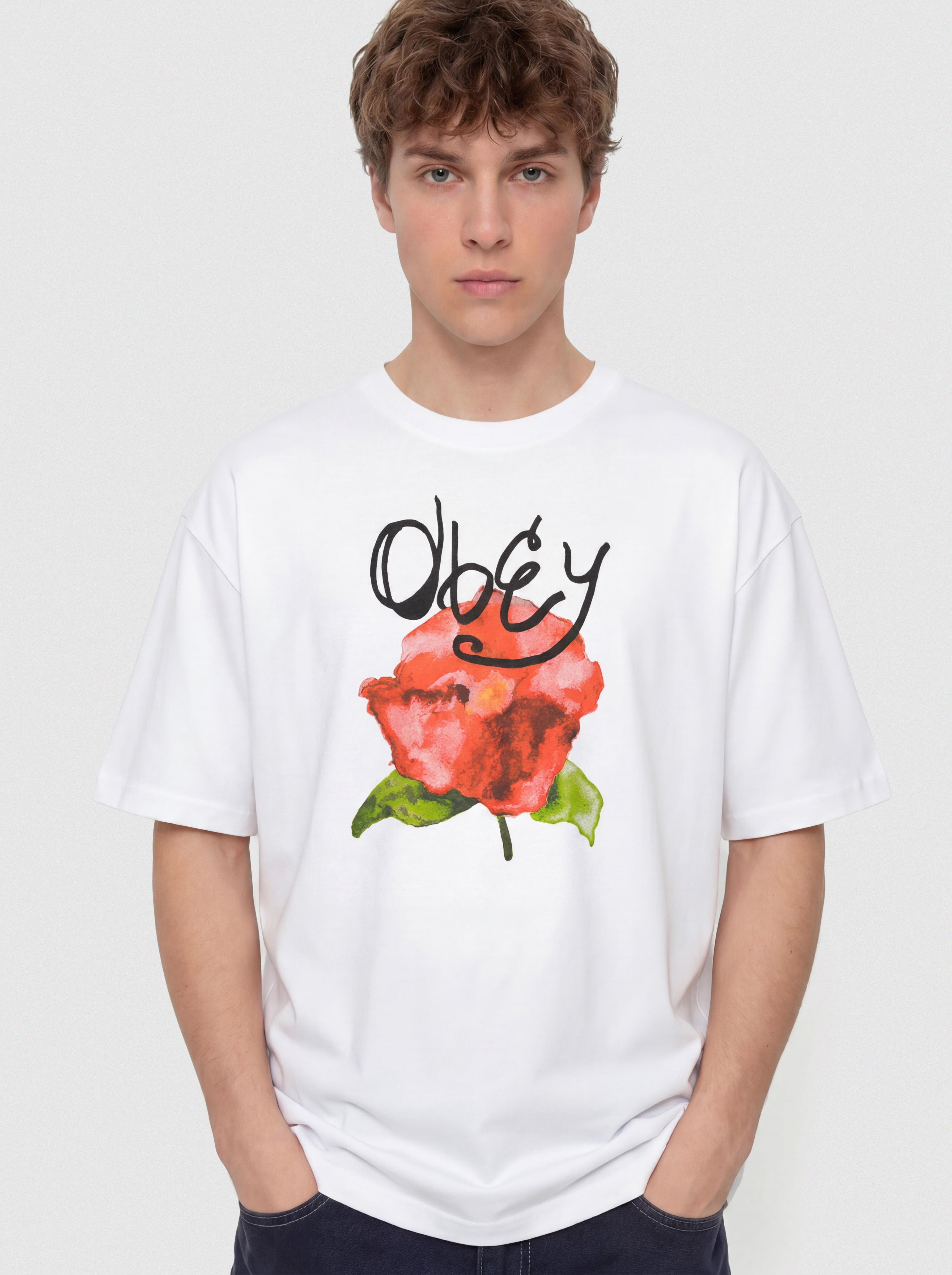 OBEY T-Shirt Watercolor Poppy (white)
