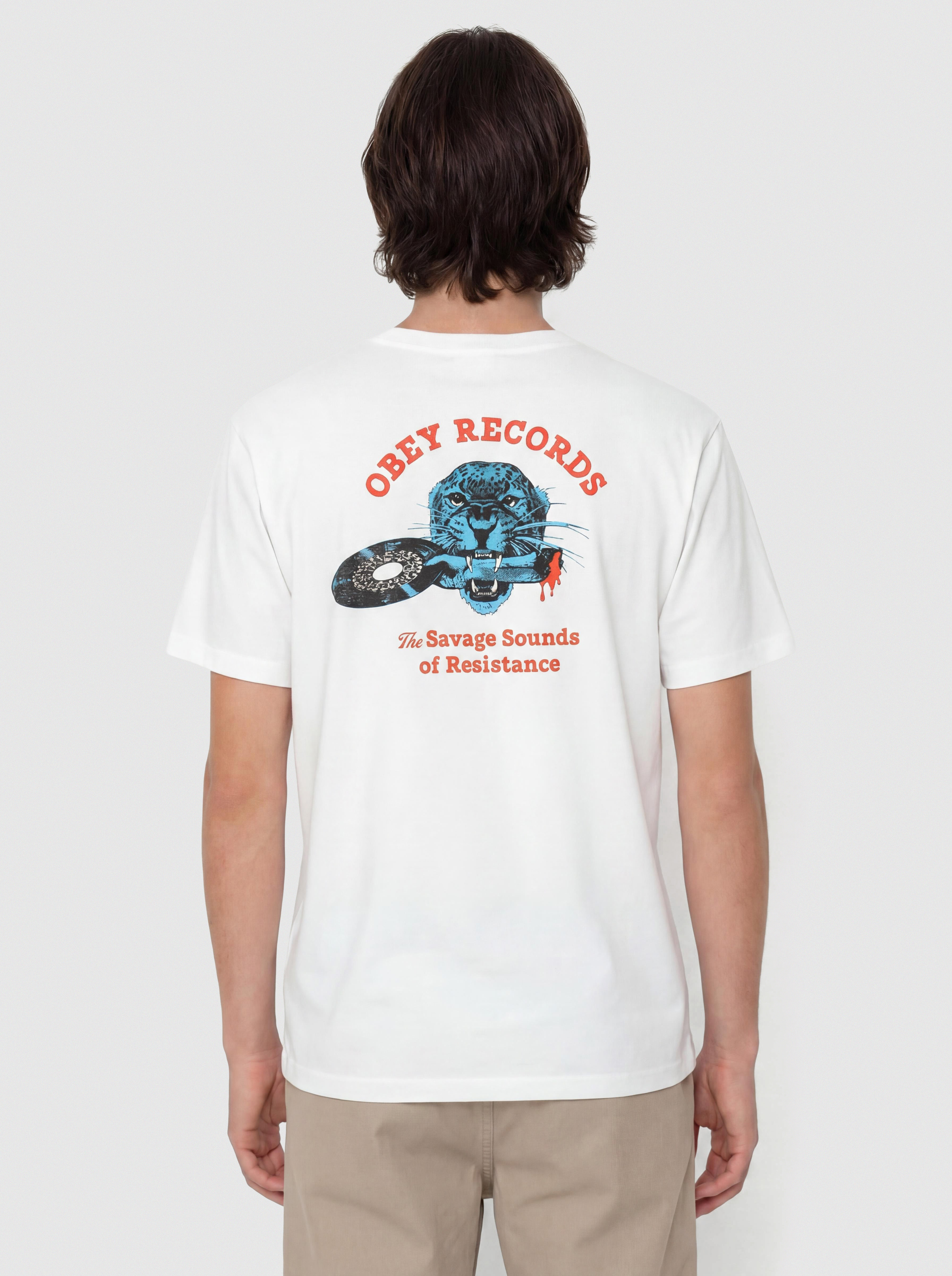 OBEY T-Shirt Savage Sounds Leopard (white)
