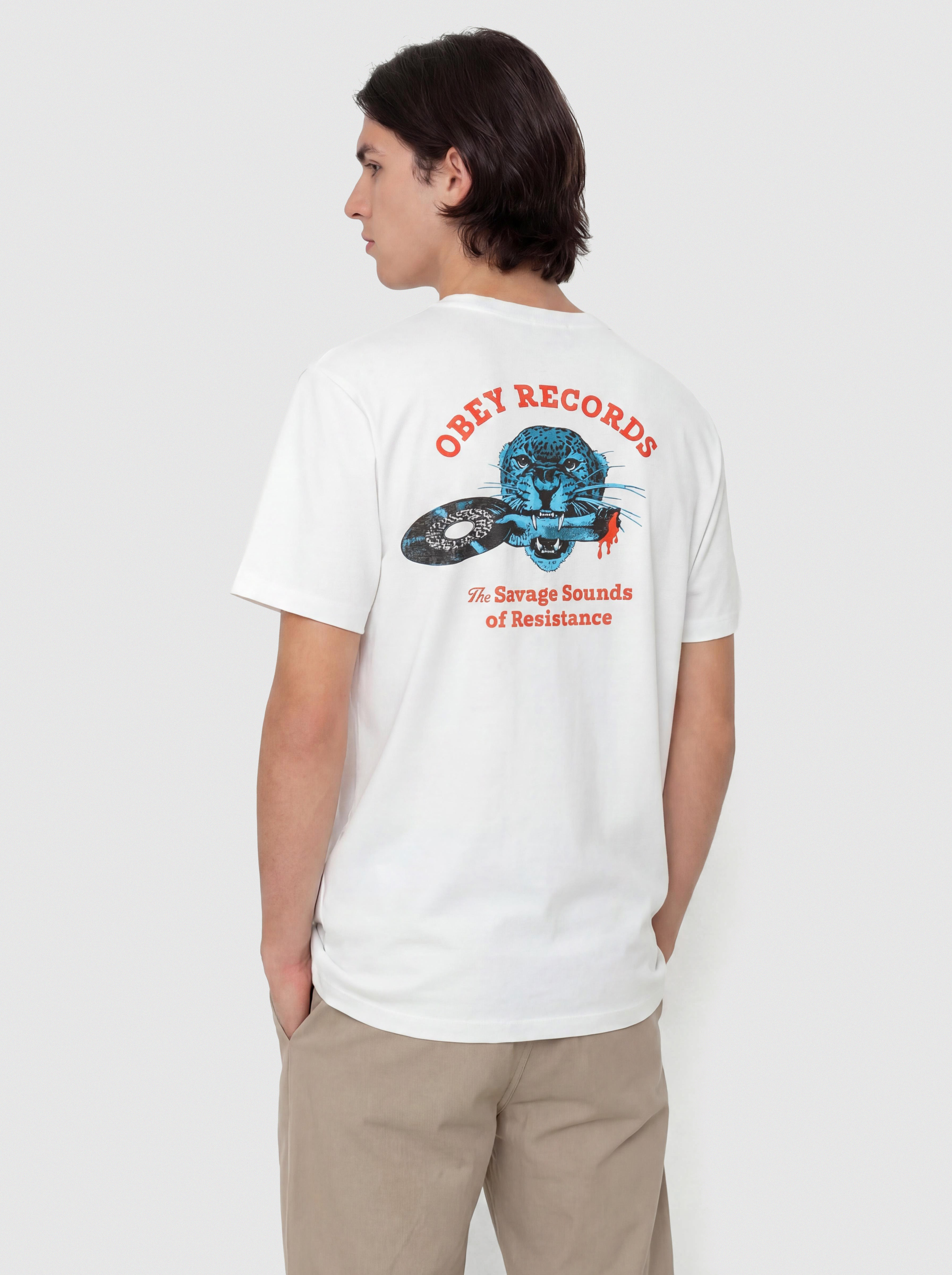 OBEY T-Shirt Savage Sounds Leopard (white)