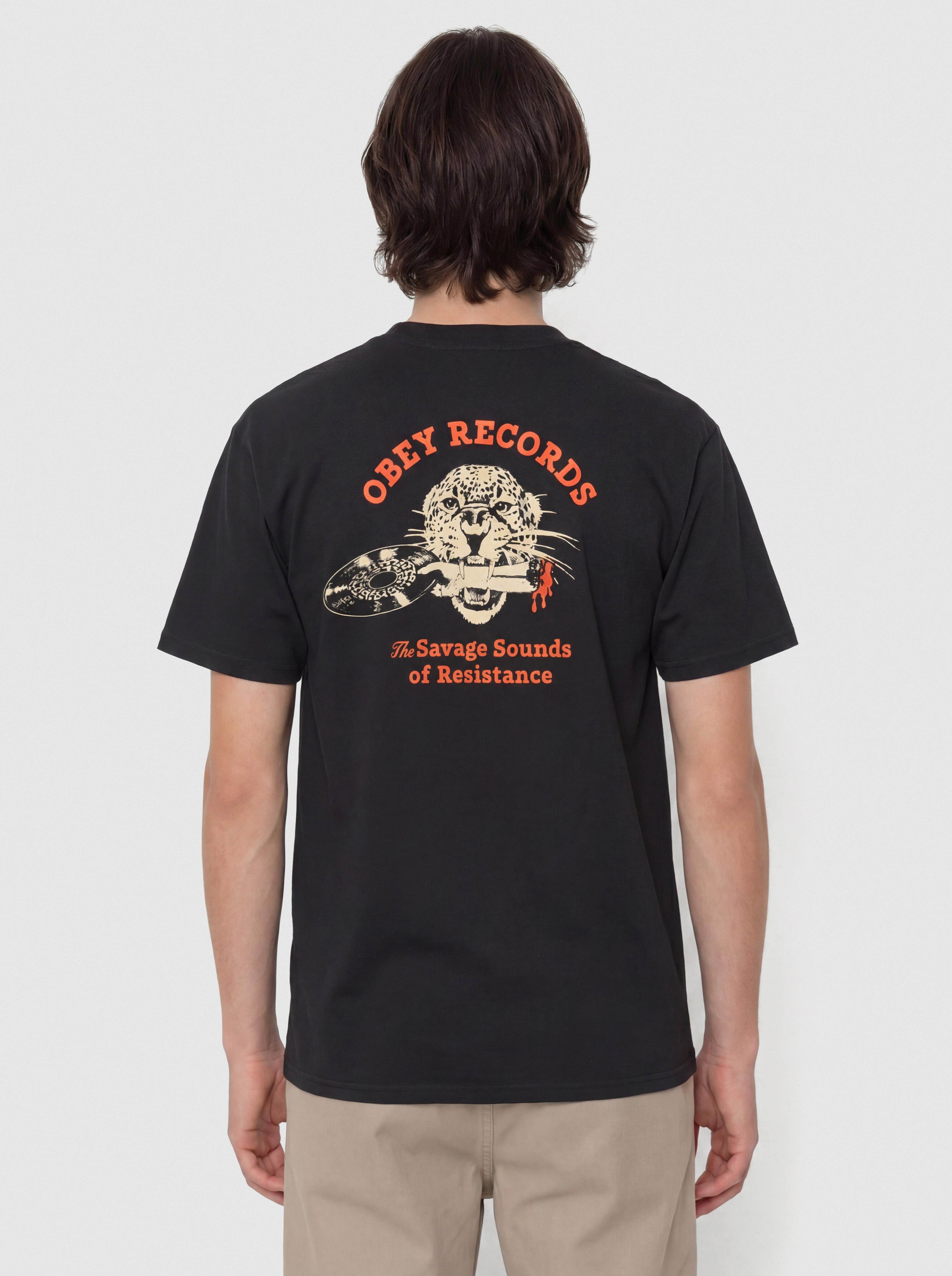 OBEY Savage Sounds Leopard T-Shirt (vintage black)