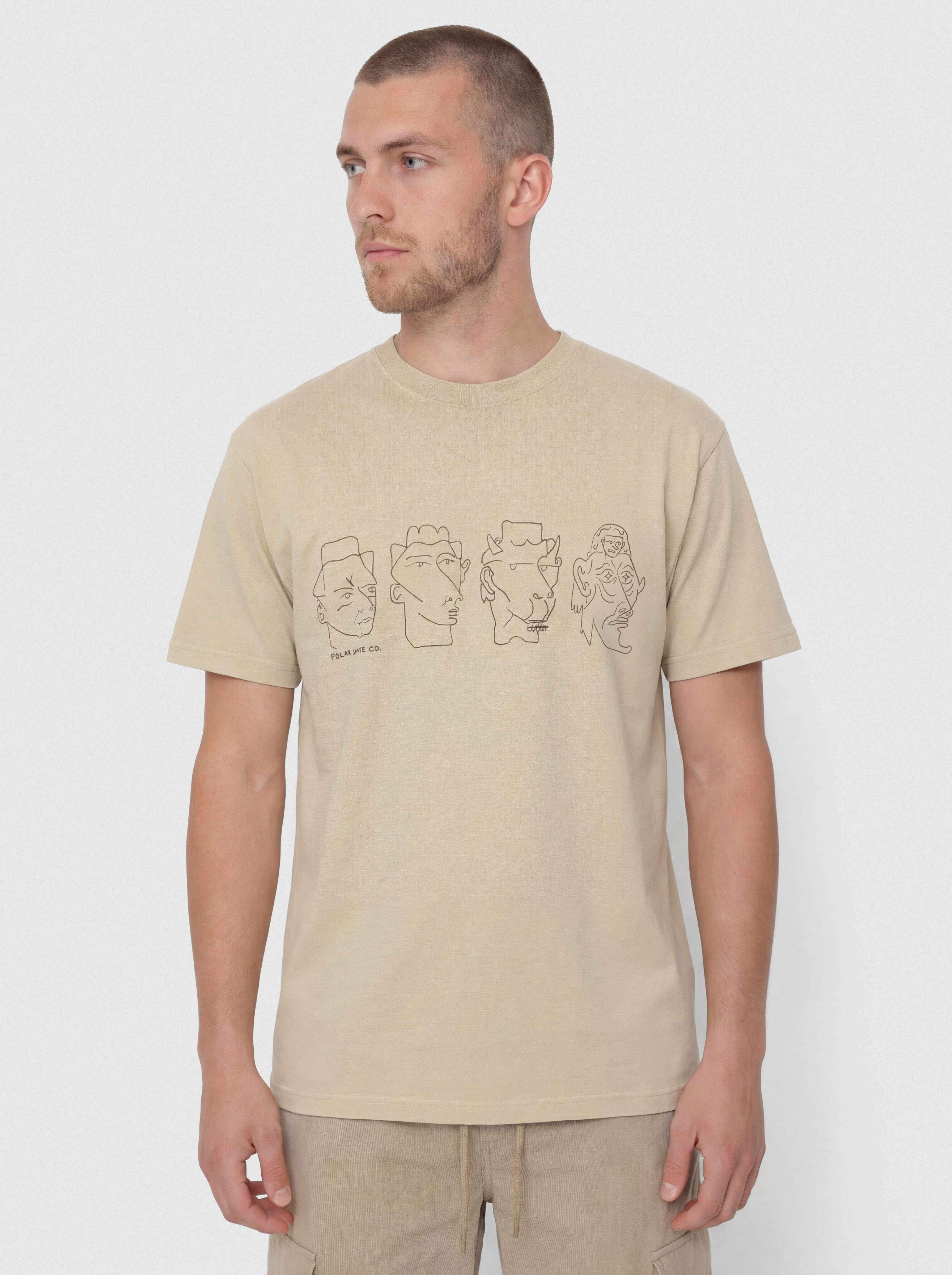 Polar Skate T-Shirt Contrast 8 Heads (sand/brown)