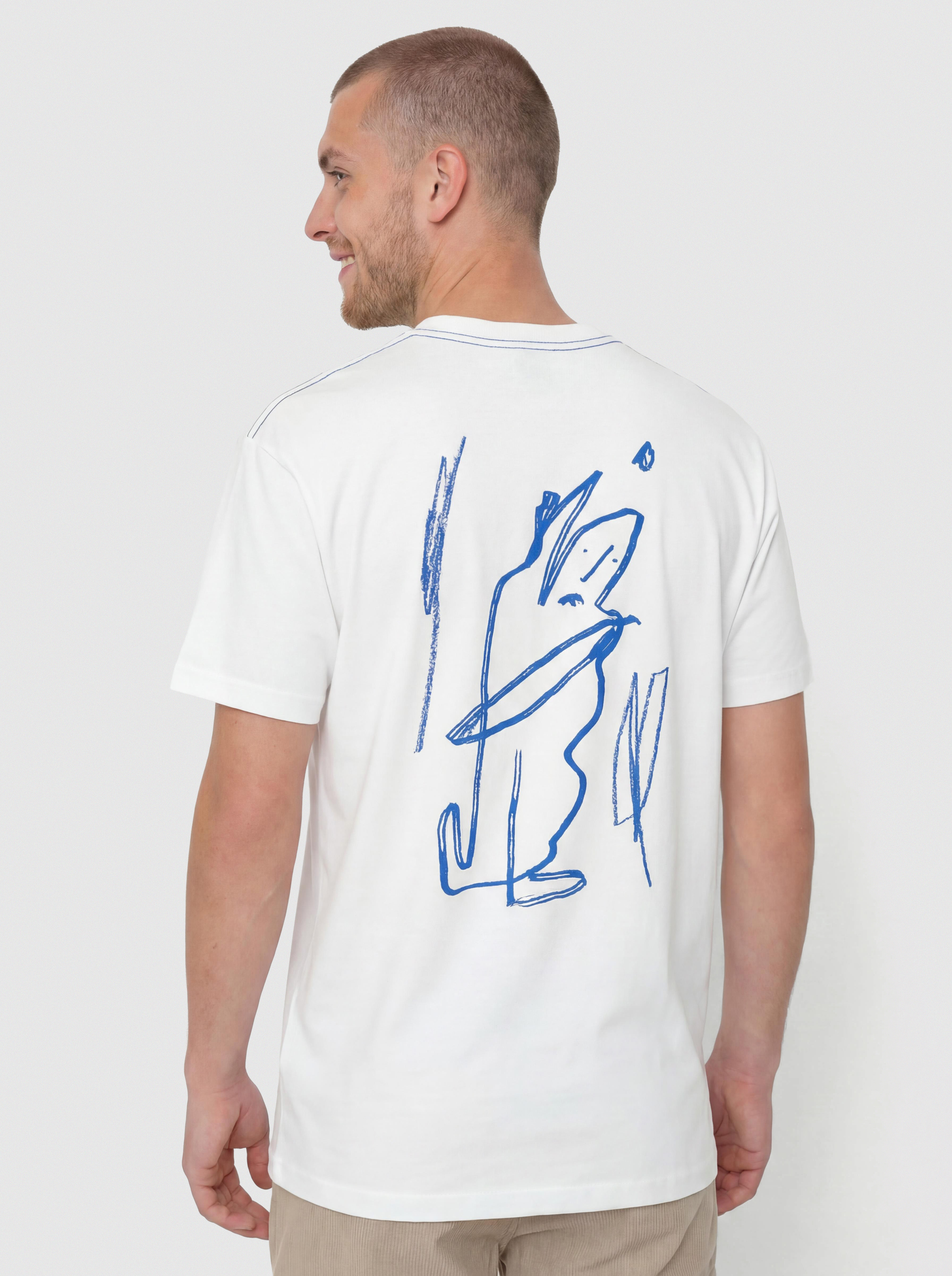 Polar Skate T-Shirt Contrast Doodle (white/ultramarine)