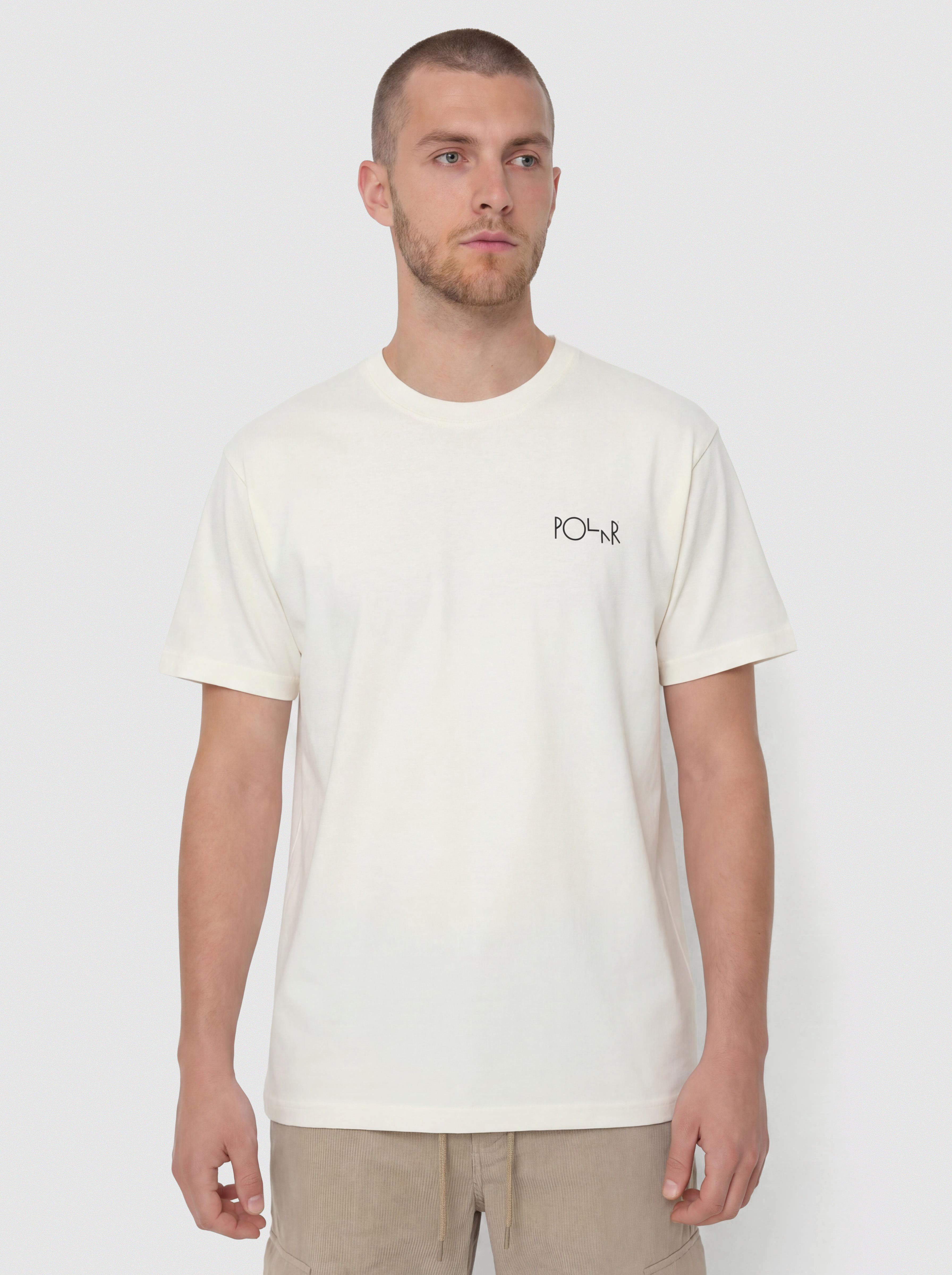 Polar Skate T-Shirt Contrast Fill Logo (ivory/black)