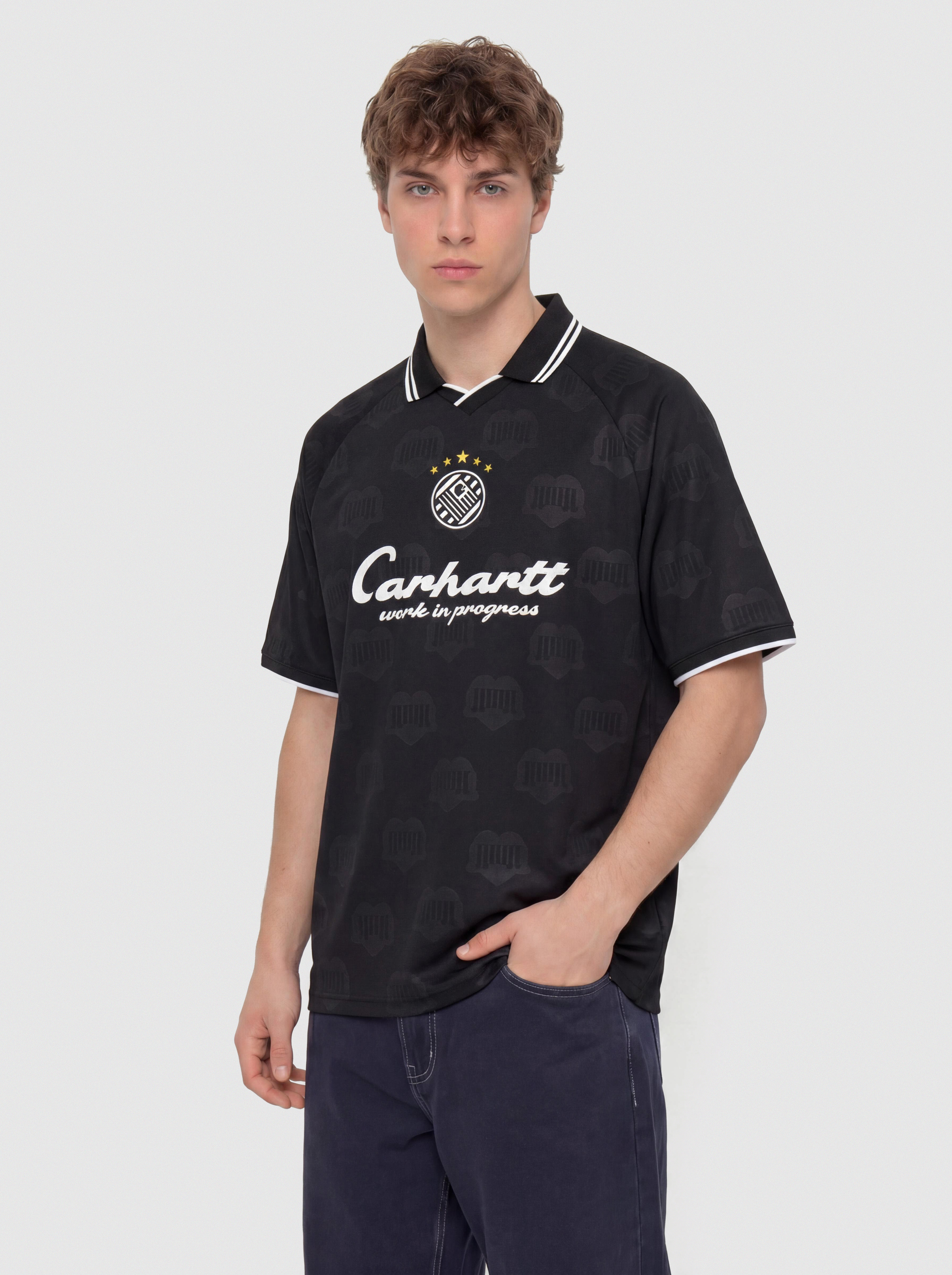 Carhartt WIP Terrace Football T-Shirt (heart train jacquard black)